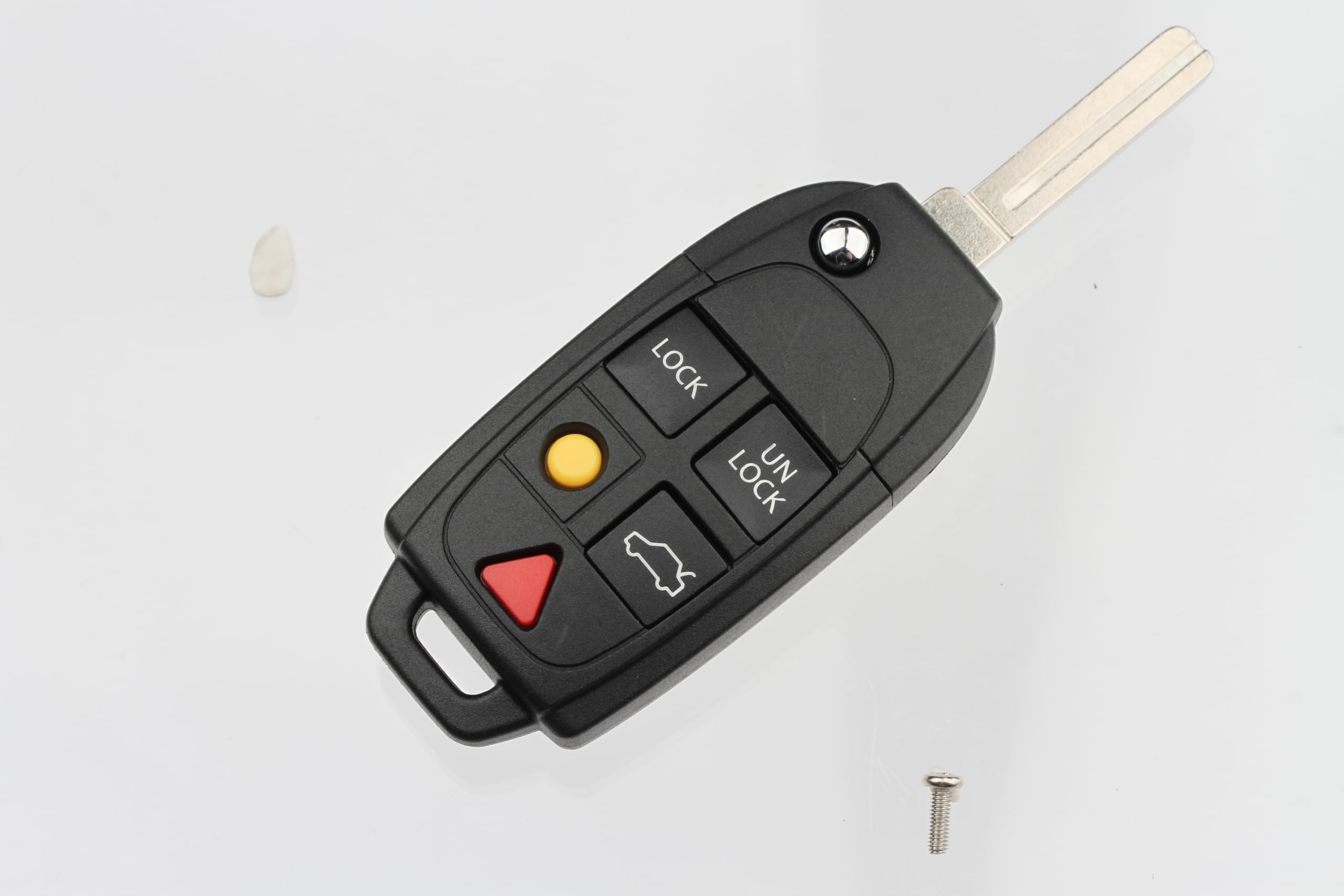 FOBTEK Flip Key Fob Shell Case & Button Pad for Volvo LQNP2T-APU, 5-Button