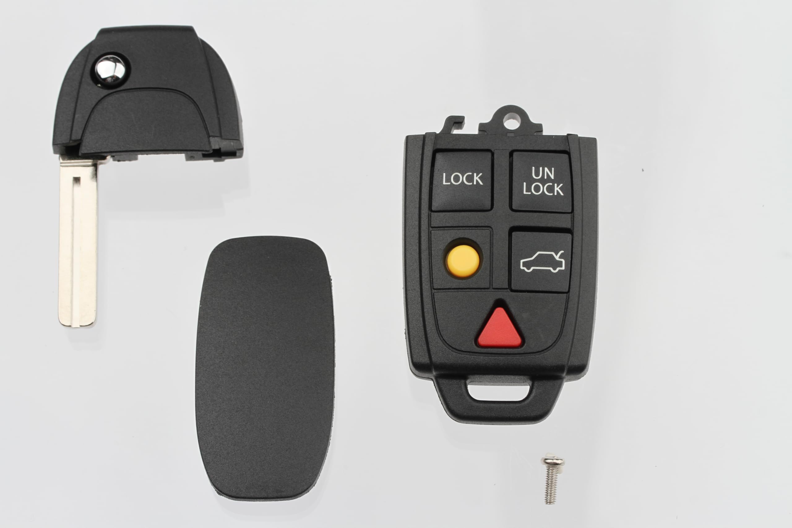 FOBTEK Flip Key Fob Shell Case & Button Pad for Volvo LQNP2T-APU, 5-Button