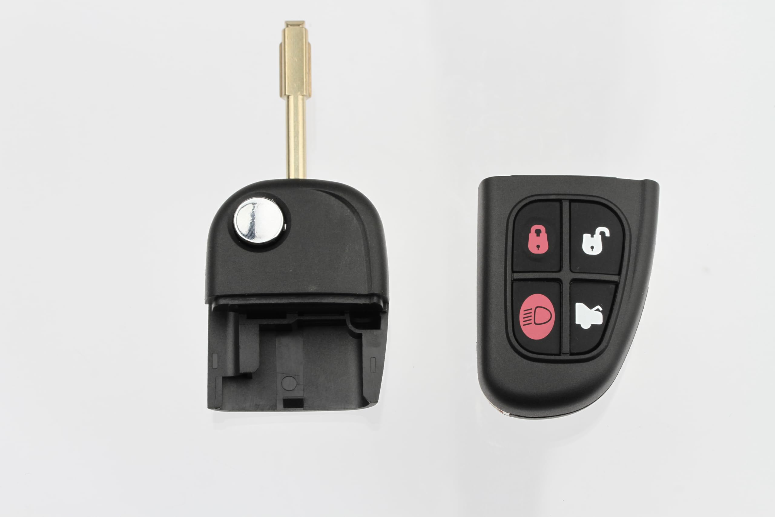 FOBTEK Flip Key Fob Shell Case for Jaguar NHVWB1U241, 4-Button