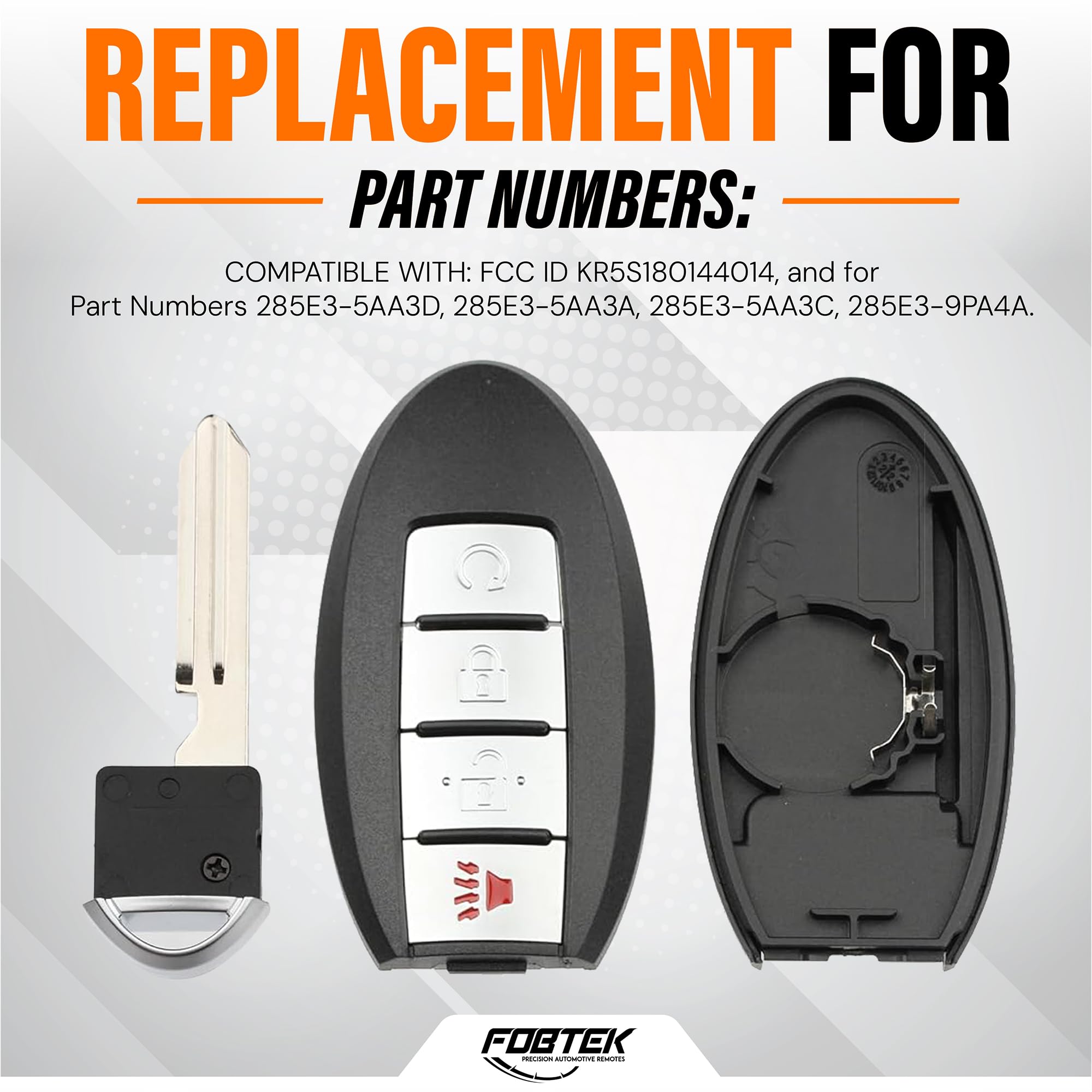 FOBTEK Smart Key Fob Shell Case for Nissan KR5S180144014
