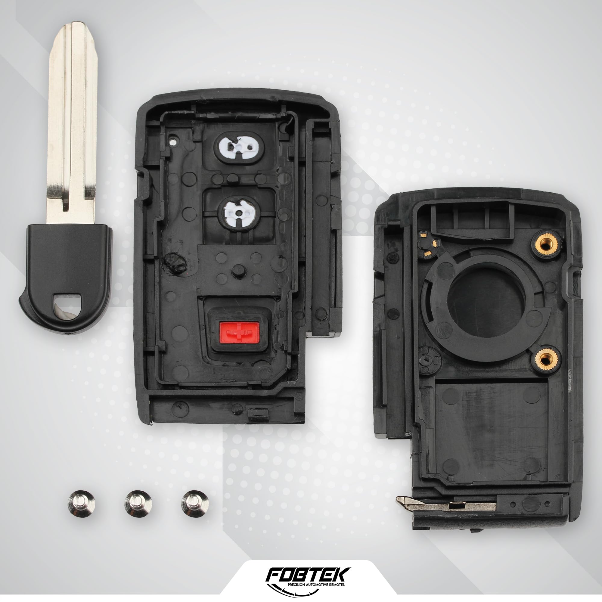 FOBTEK Smart Key Fob Shell Case & Button Pad for Toyota MOZB31EG, 3-Button
