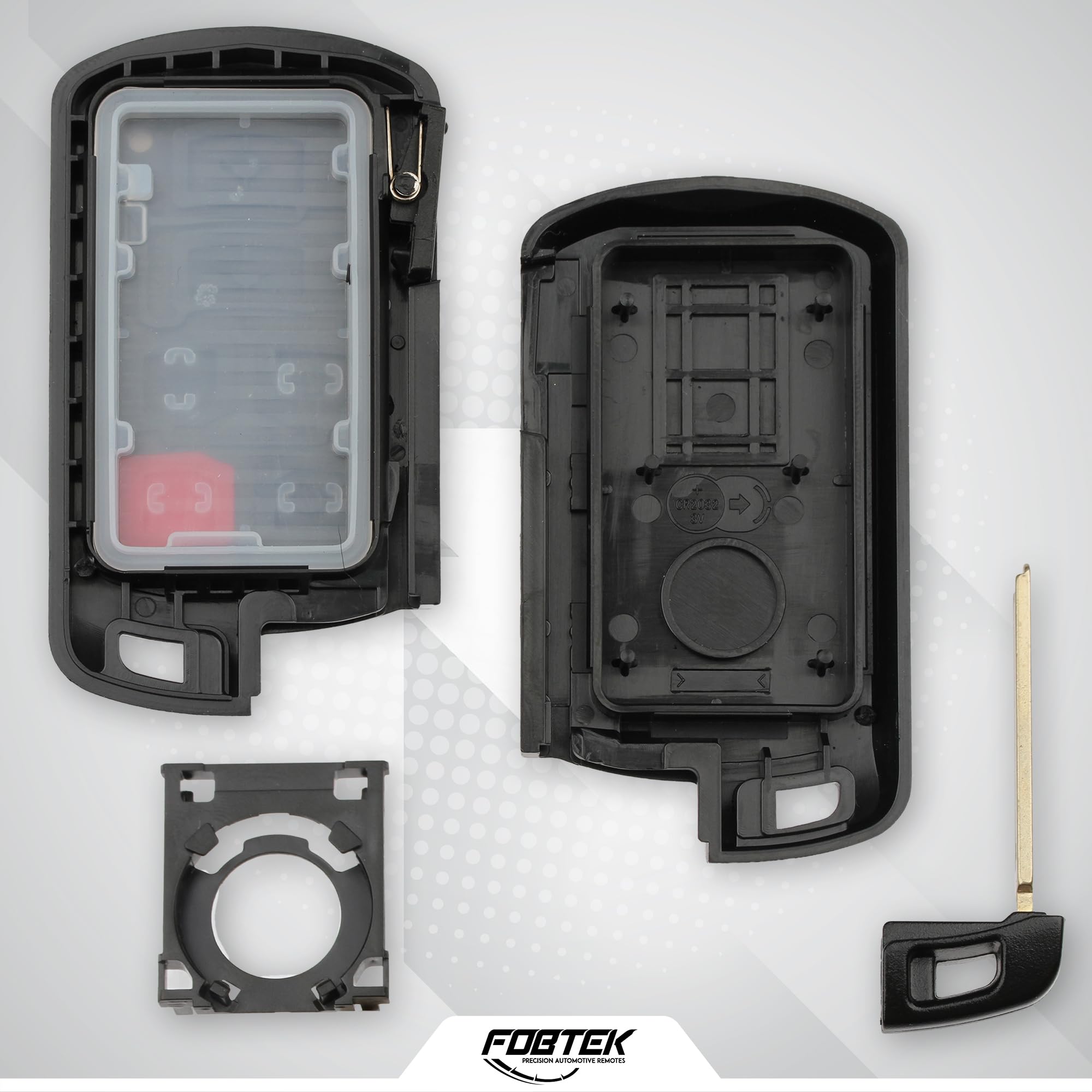 FOBTEK Smart Key Fob Shell Case & Button Pad for Toyota HYQ14ADR, 6-Button