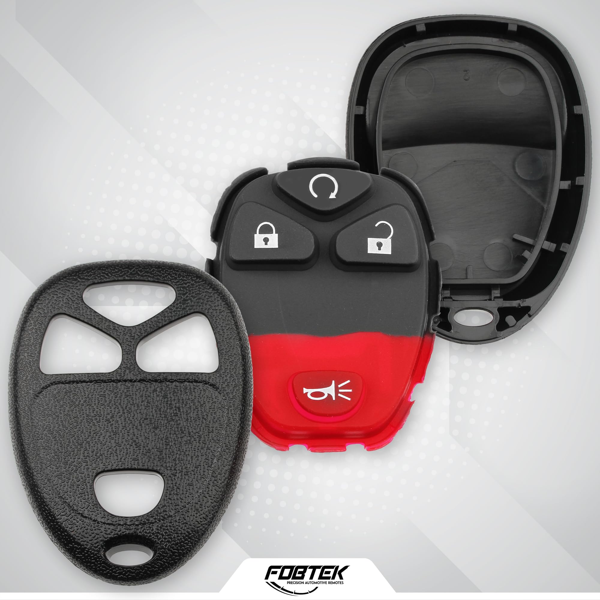 FOBTEK Key Fob Shell Case & Button Pad for Chevy Pontiac KOBGT04A, 4-Button