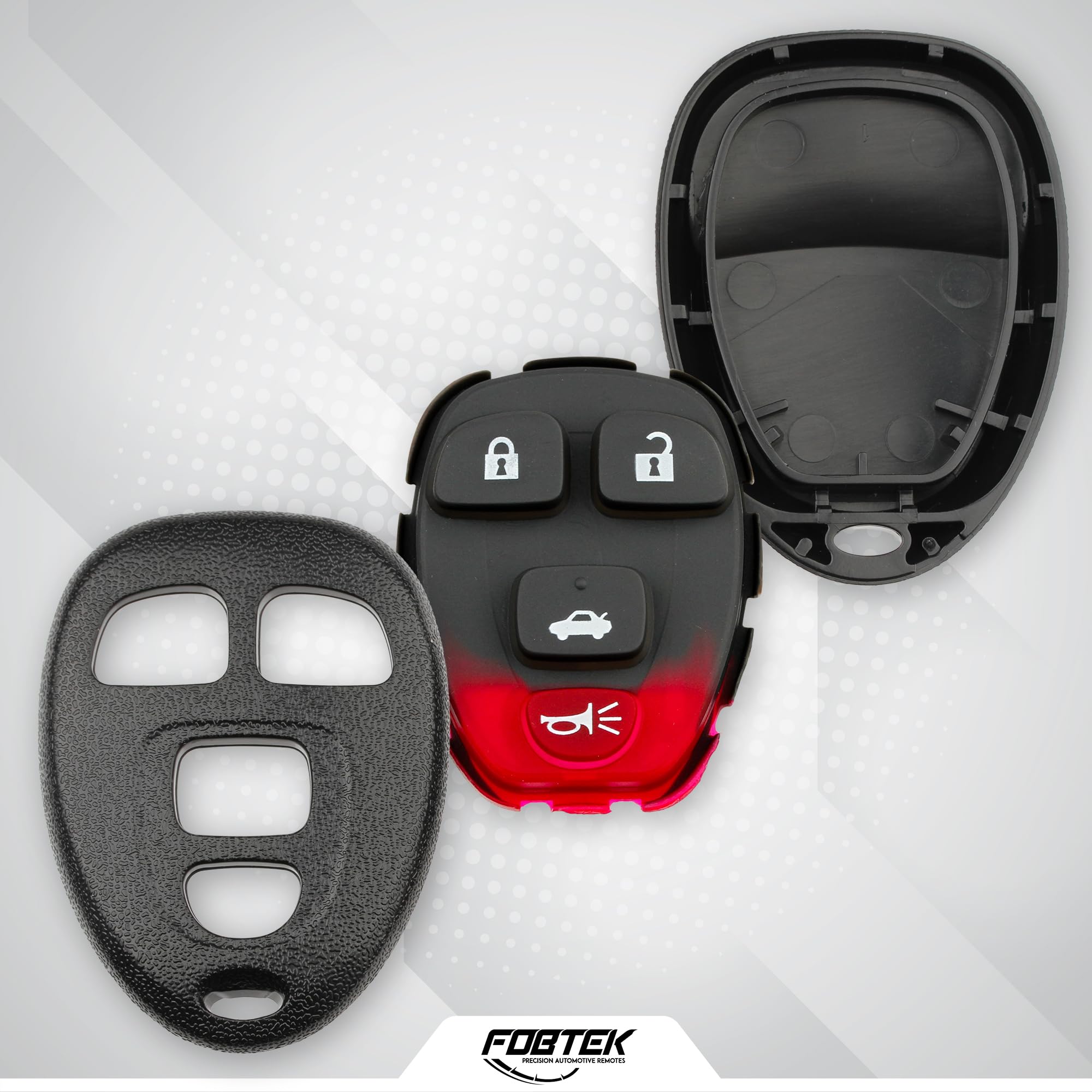 FOBTEK Key Fob Shell Case & Button Pad for Chevy Pontiac Buick KOBGT04A