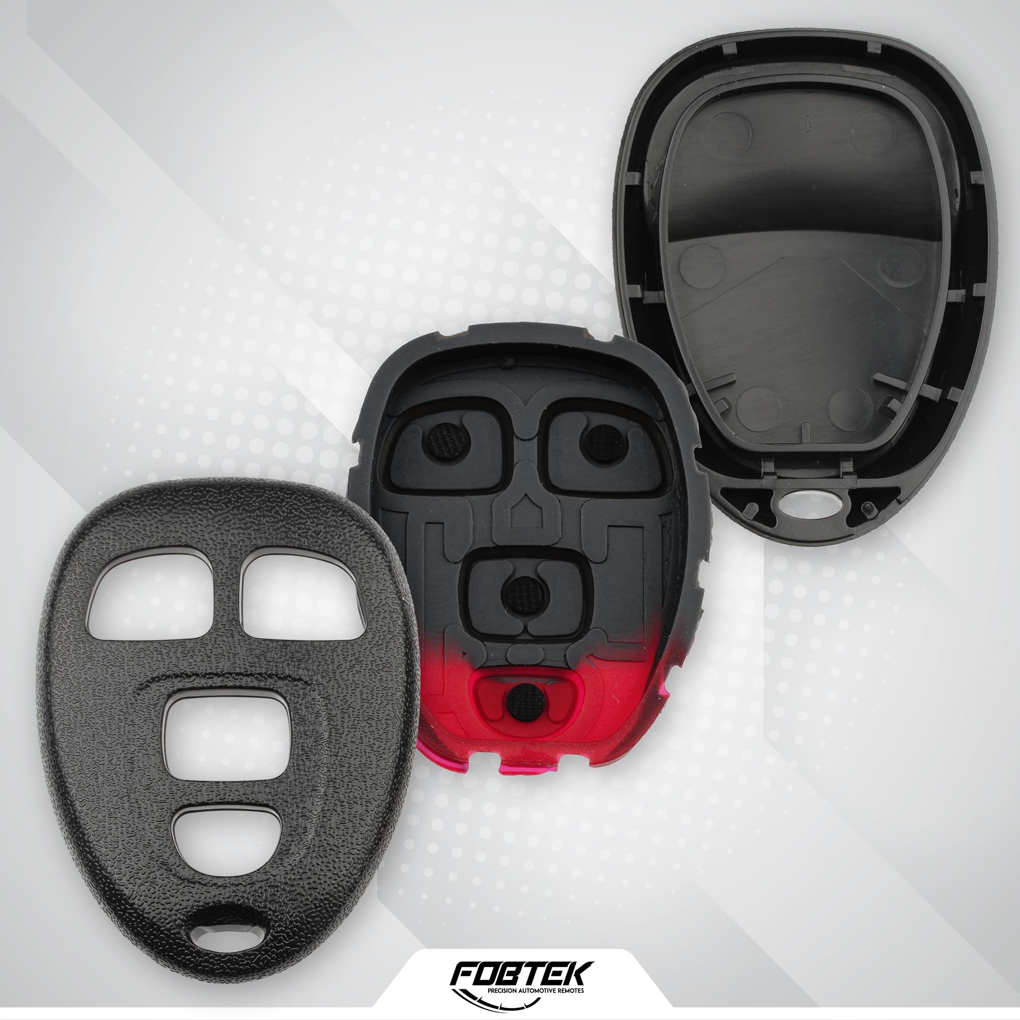 FOBTEK Key Fob Shell Case & Button Pad for Chevy Pontiac Buick KOBGT04A
