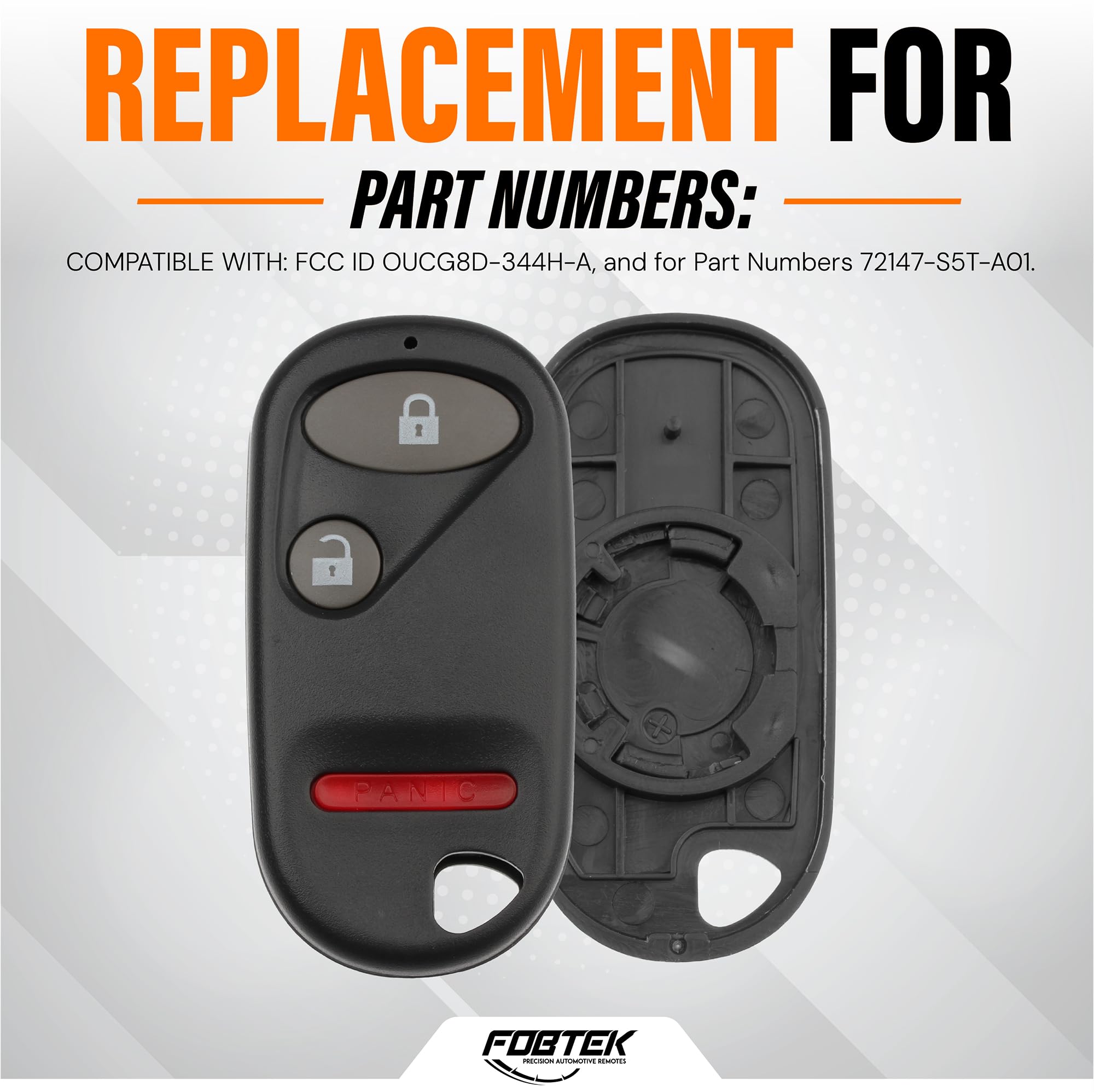 FOBTEK Key Fob Shell Case for Honda OUCG8D-344H-A, 3-Button