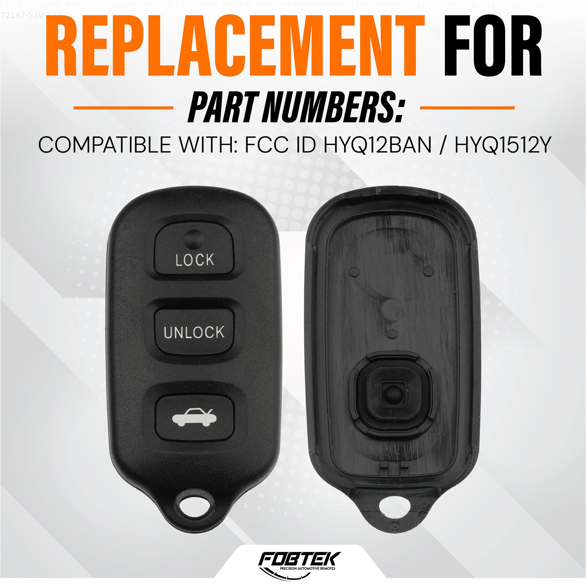 FOBTEK Key Fob Shell Case & Button Pad for Toyota Lexus HYQ12BAN, 3-Button