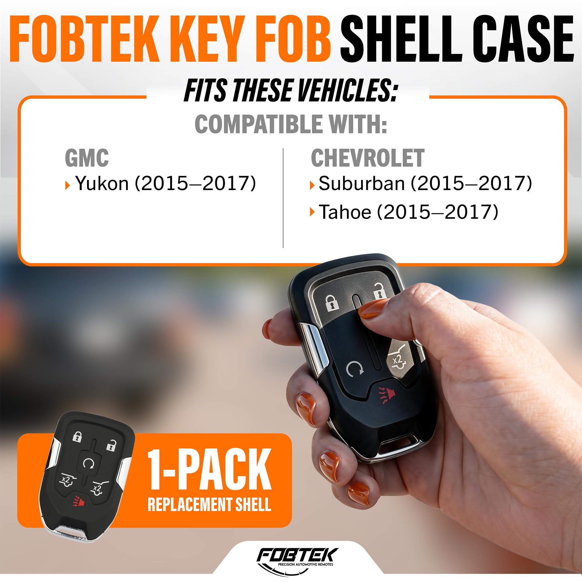 FOBTEK Smart Key Fob Shell Case for Chevy GMC HYQ1AA, 6-Button