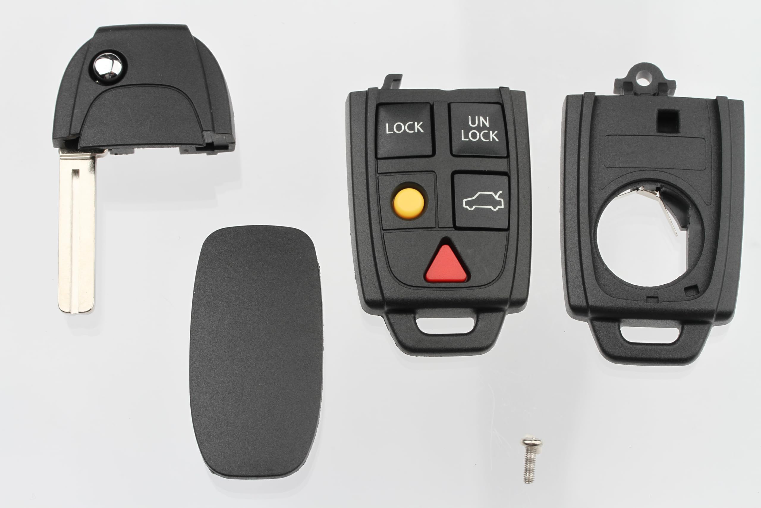 FOBTEK Flip Key Fob Shell Case & Button Pad for Volvo LQNP2T-APU, 5-Button