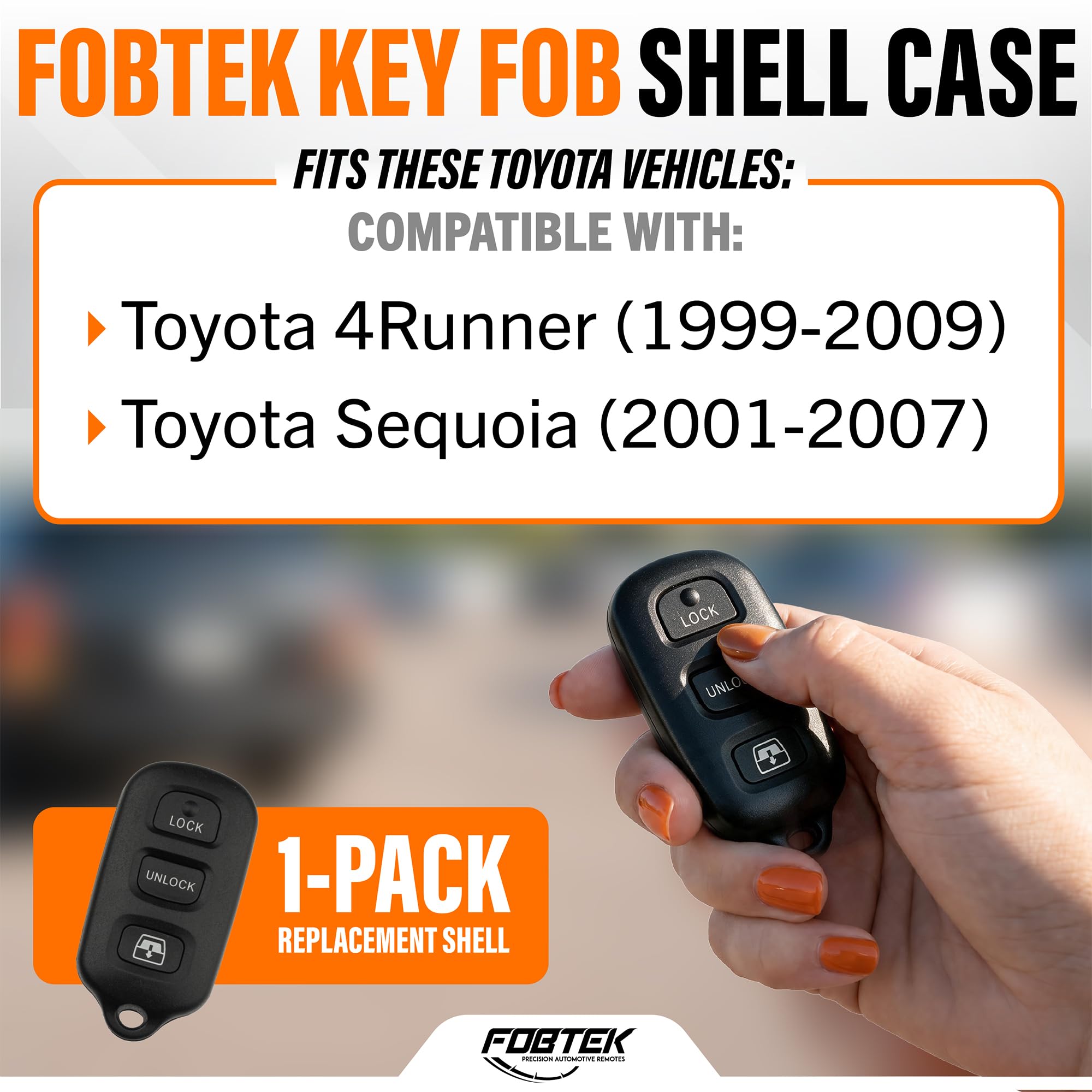 FOBTEK Key Fob Shell Case & Button Pad for Toyota HYQ12BBX, 3-Button