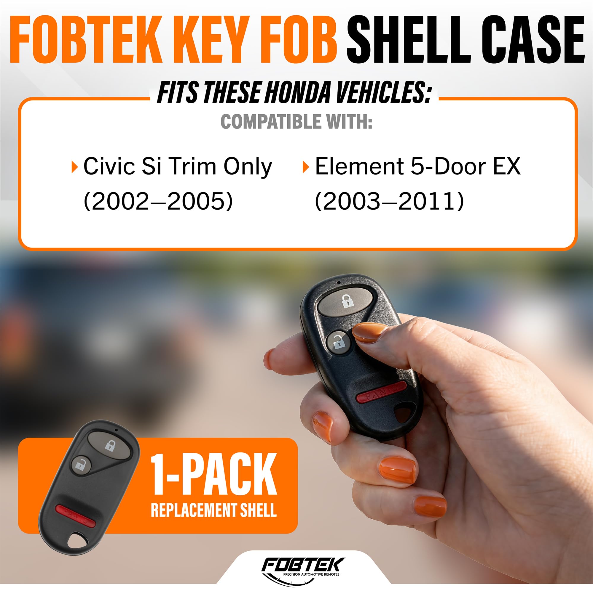 FOBTEK Key Fob Shell Case for Honda OUCG8D-344H-A, 3-Button