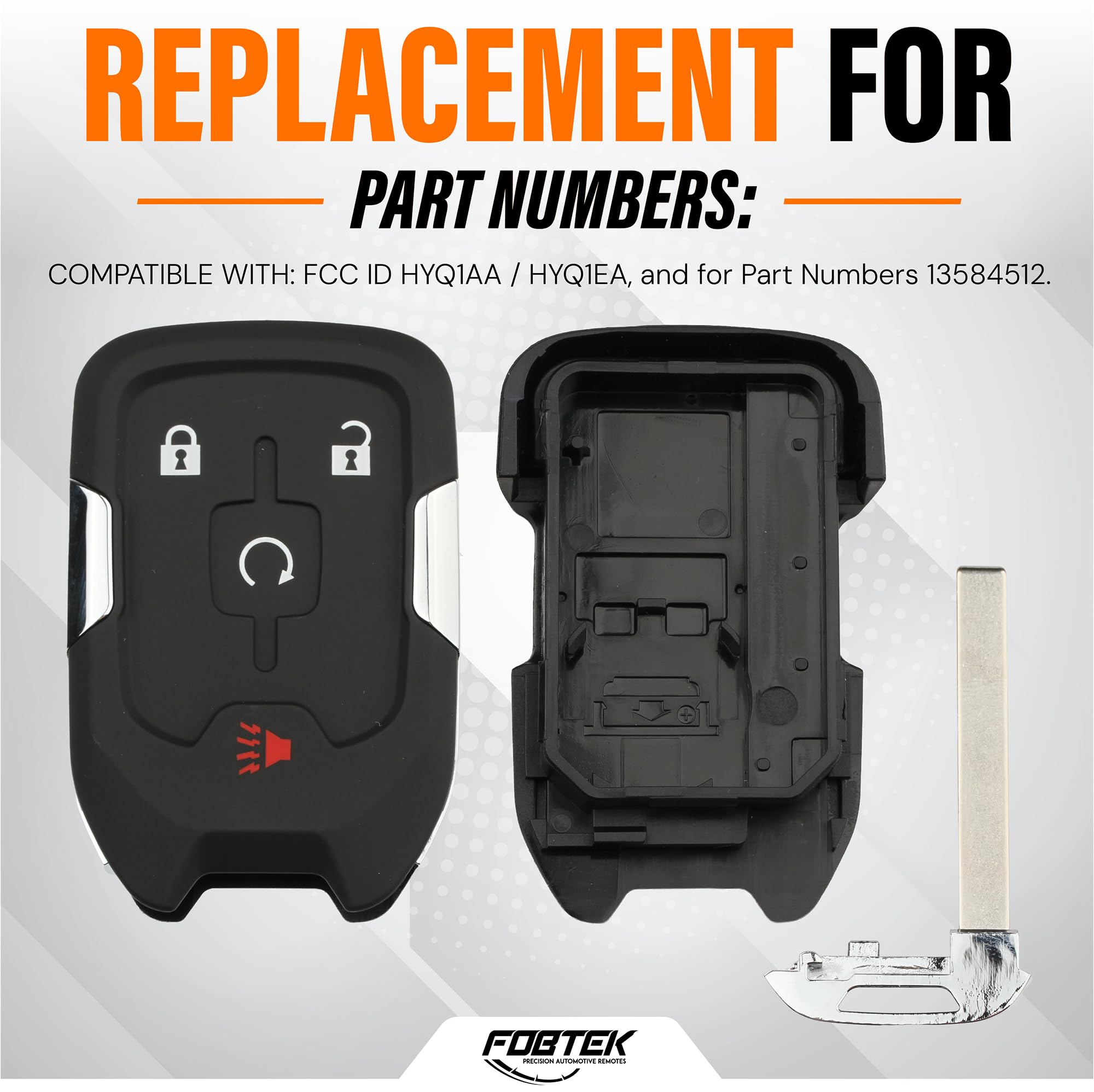 FOBTEK Smart Key Fob Shell Case for GMC Chevy HYQ1AA, 4-Button