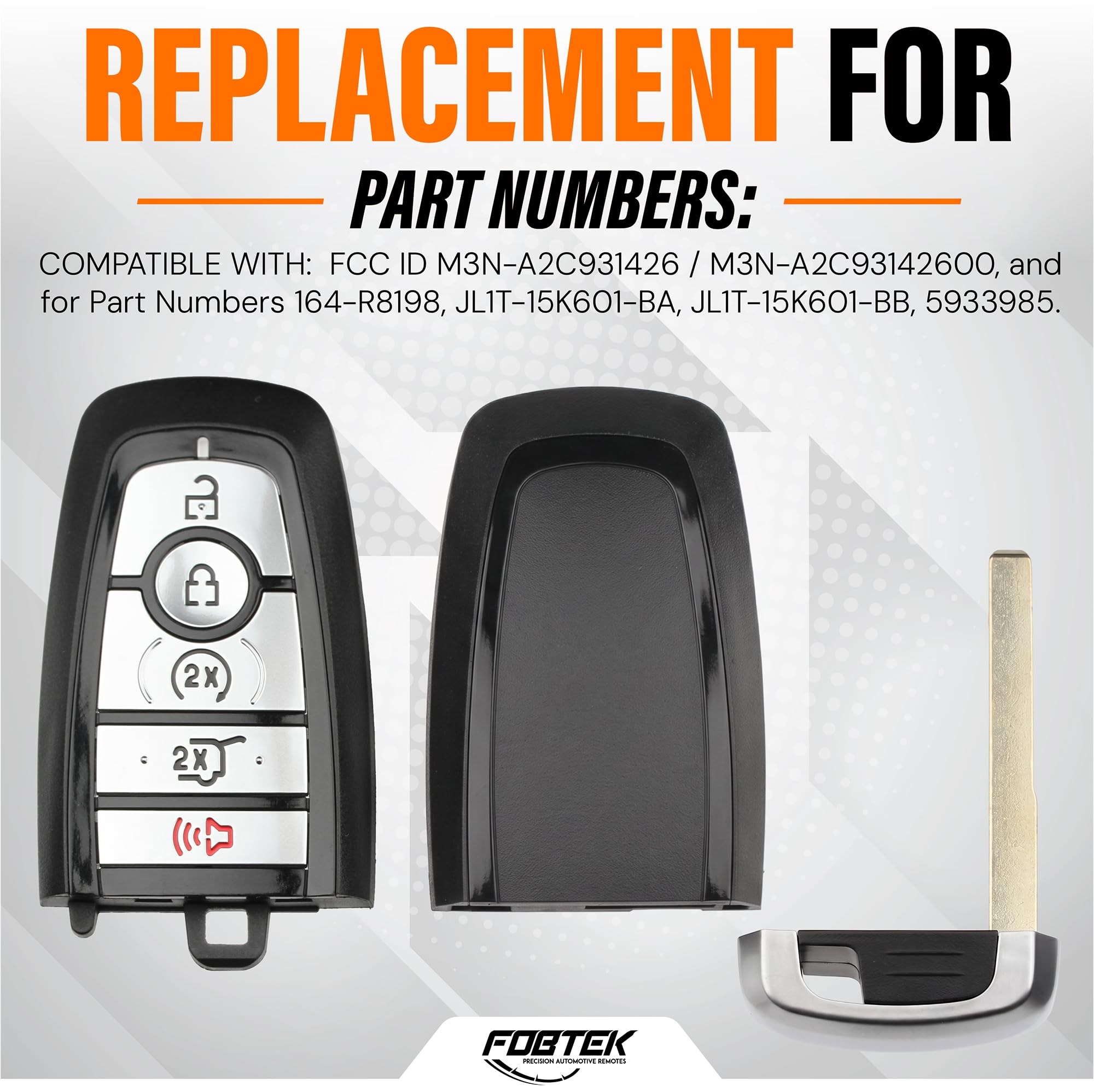 FOBTEK Smart Key Fob Shell Case & Button Pad for Ford Lincoln M3N-A2C931426