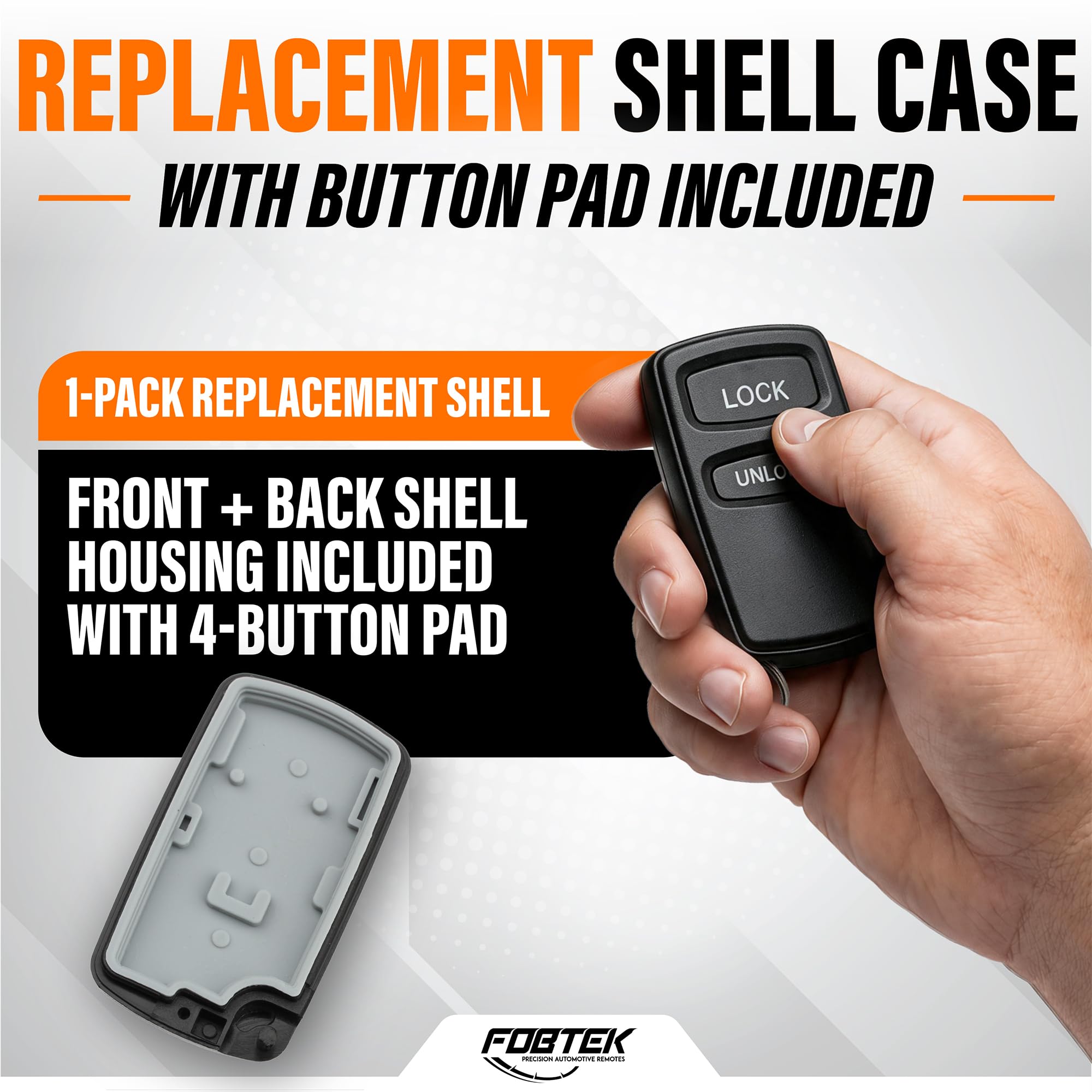 FOBTEK Key Fob Shell Case & Button Pad for Mitsubishi OUCG8D-525M-A