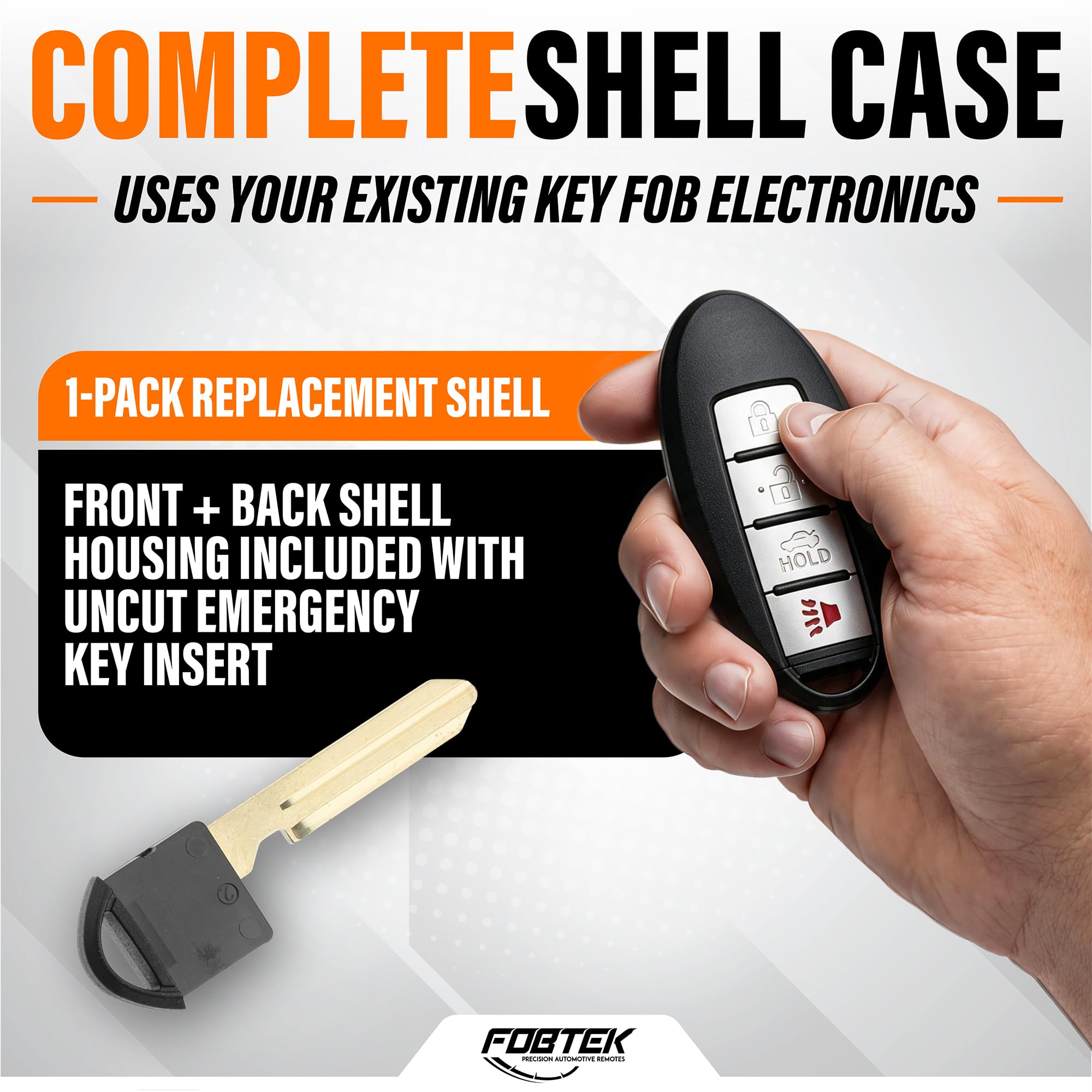 FOBTEK Smart Key Fob Shell Case for Infiniti FX35 FX37 G35 G37, 4-Button