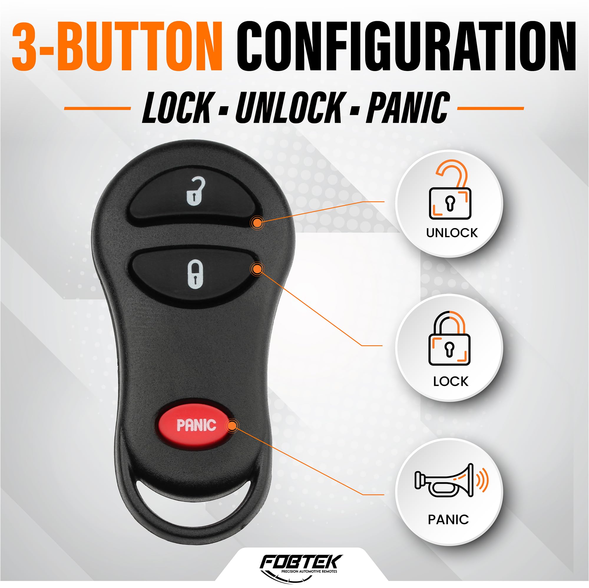 FOBTEK Key Fob Shell Case & Button Pad for Dodge Jeep Chrysler GQ43VT13T