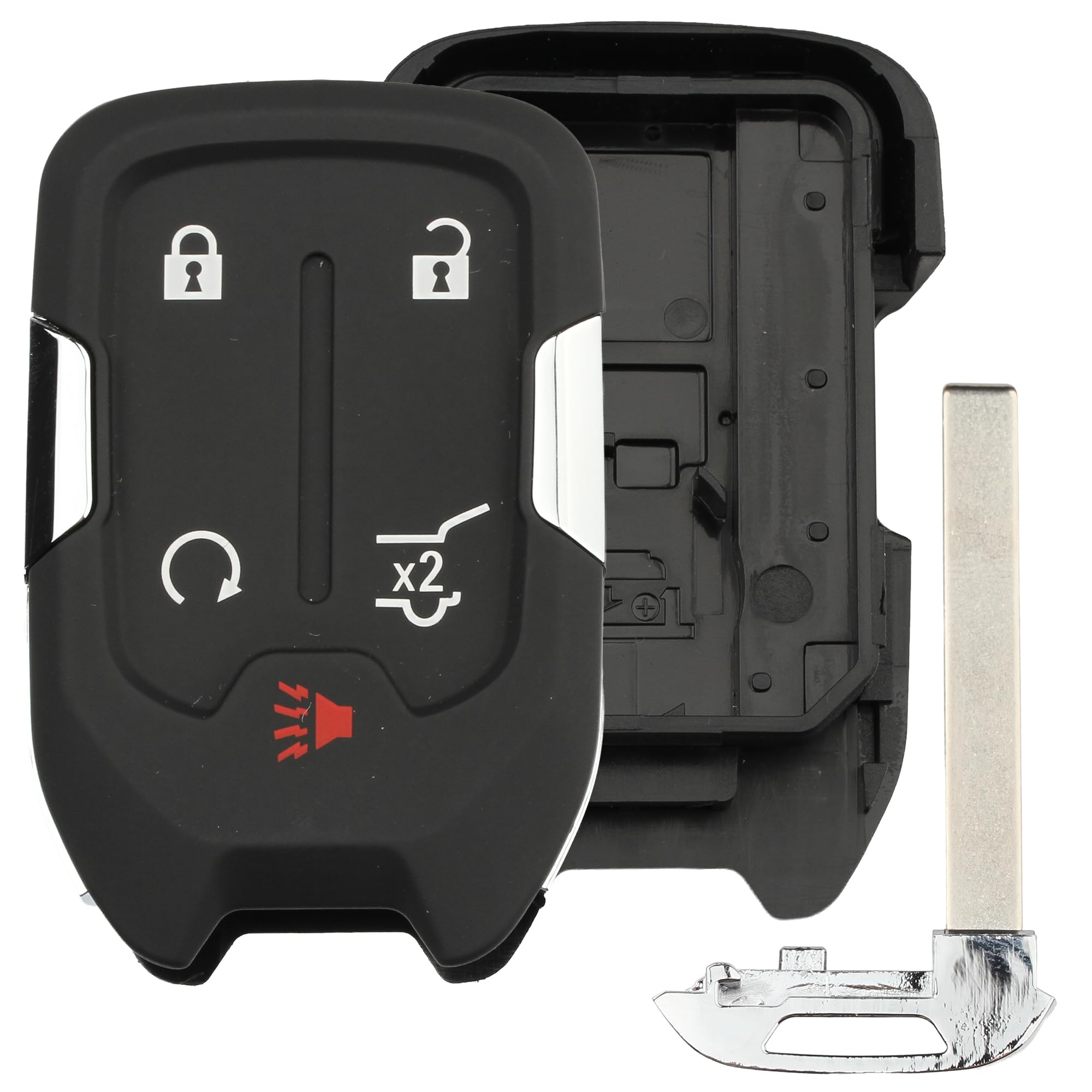 FOBTEK Smart Key Fob Shell Case & Button Pad for GMC Chevy HYQ1AA, 5-Button