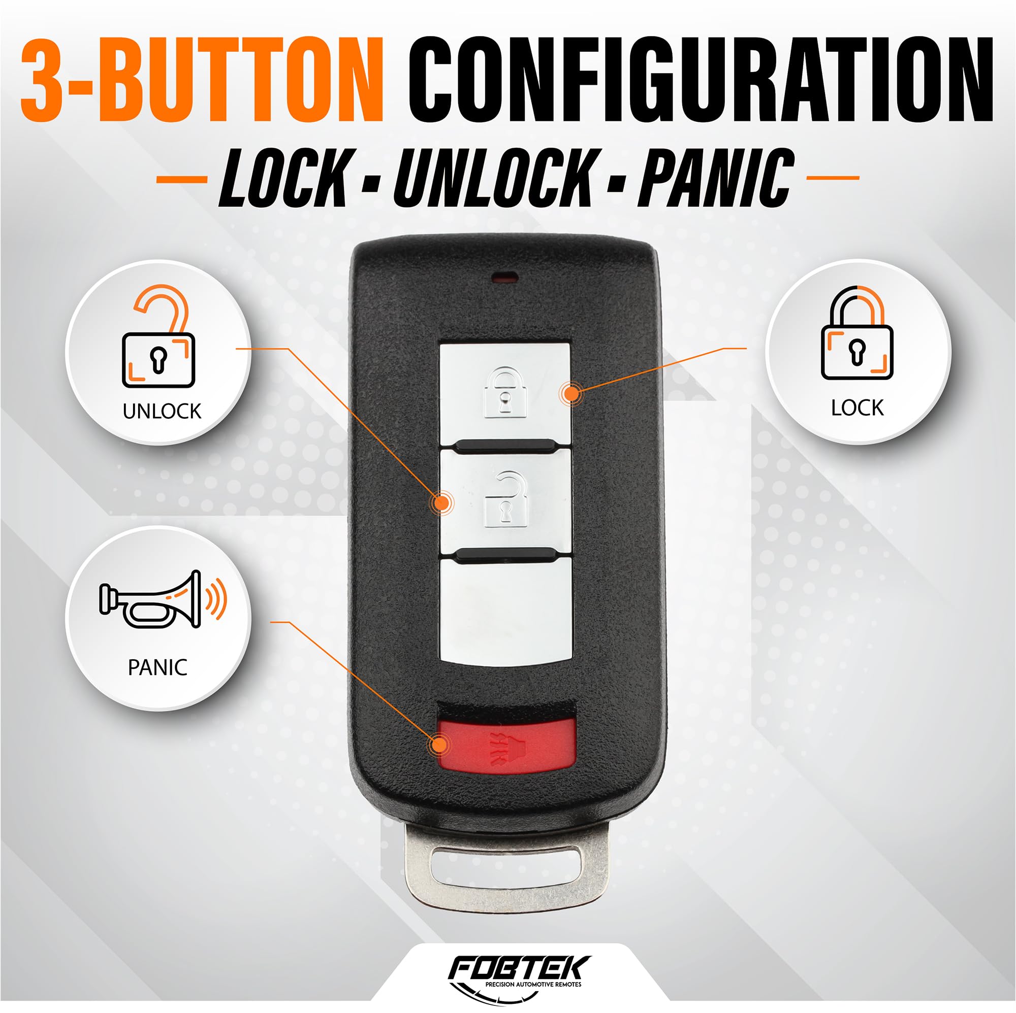 FOBTEK Smart Key Fob Shell Case for Mitsubishi OUC644M, 3-Button