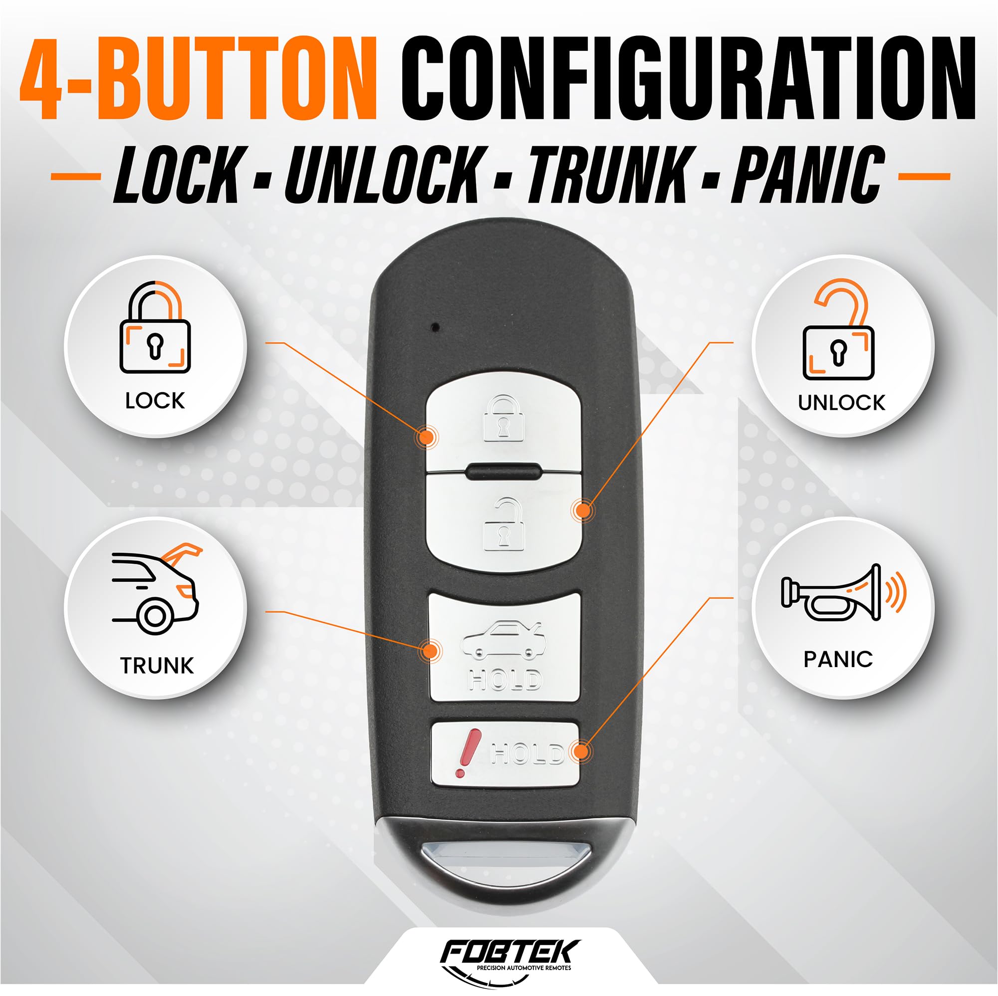 FOBTEK Smart Key Fob Shell Case & Button Pad for Mazda WAZSKE13D01