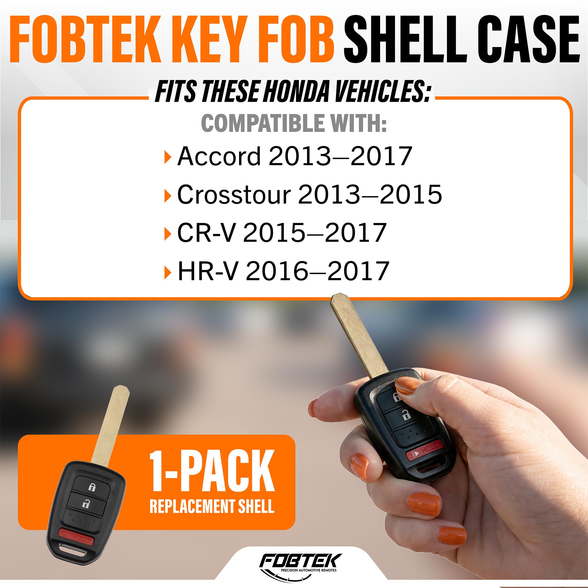 FOBTEK Key Fob Shell Case for Honda MLBHLIK6-1T, 3-Button