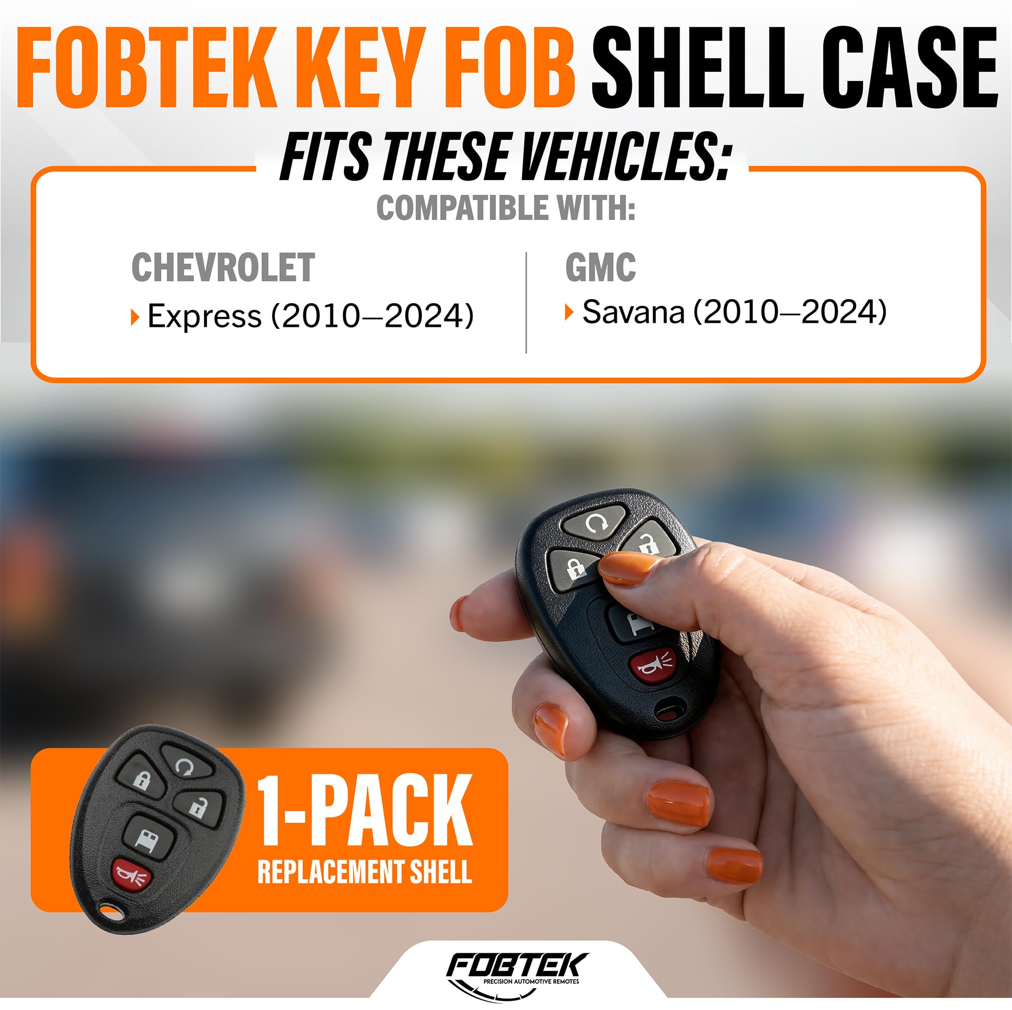 FOBTEK Key Fob Shell Case & Button Pad for Chevy GMC OUC60270, 5-Button