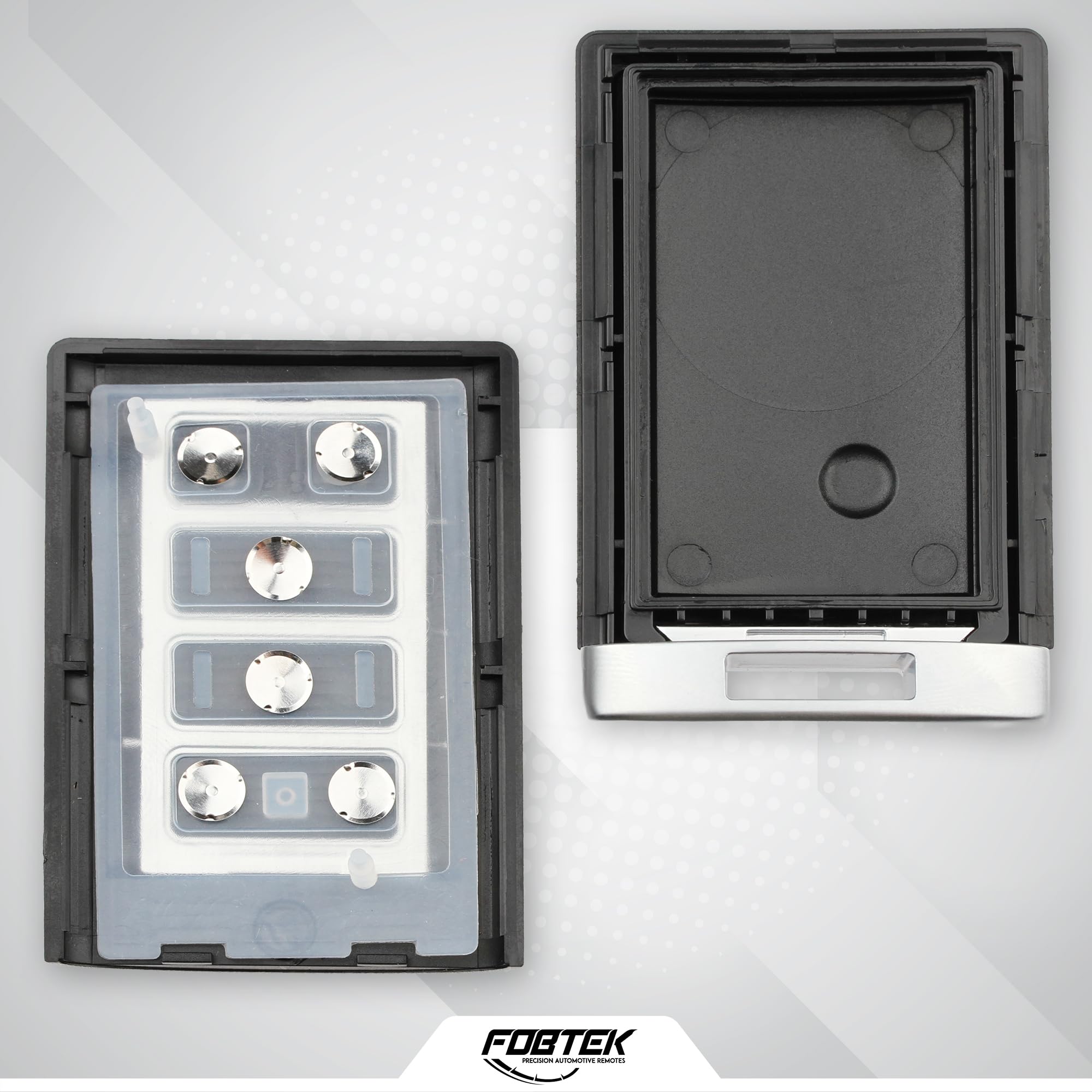 FOBTEK Key Fob Shell Case & Button Pad for Cadillac OUC6000066, 6-Button