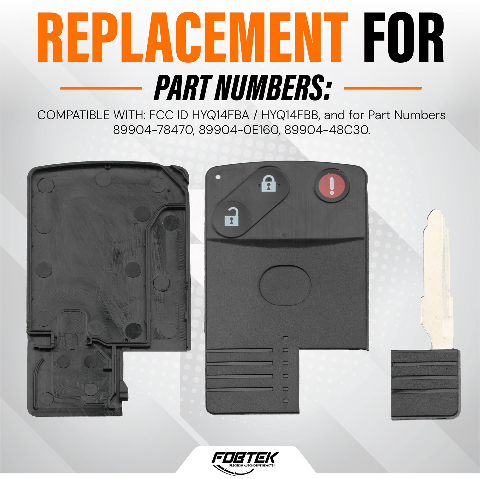 FOBTEK Key Fob Shell Case & Button Pad for Mazda BGBX1T458SKE11A01
