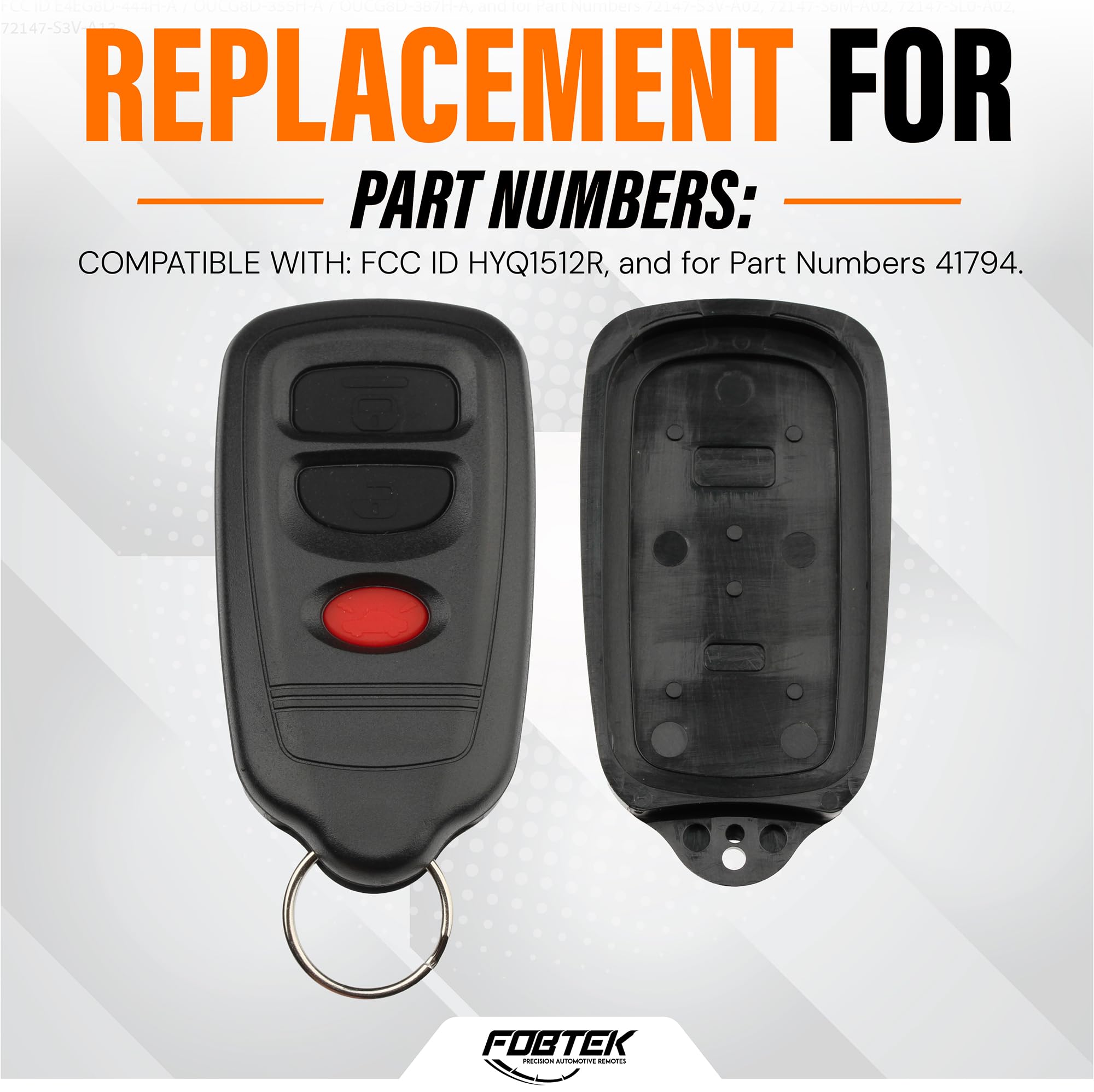 FOBTEK Key Fob Shell Case & Button Pad for Honda Isuzu Acura HYQ1512R