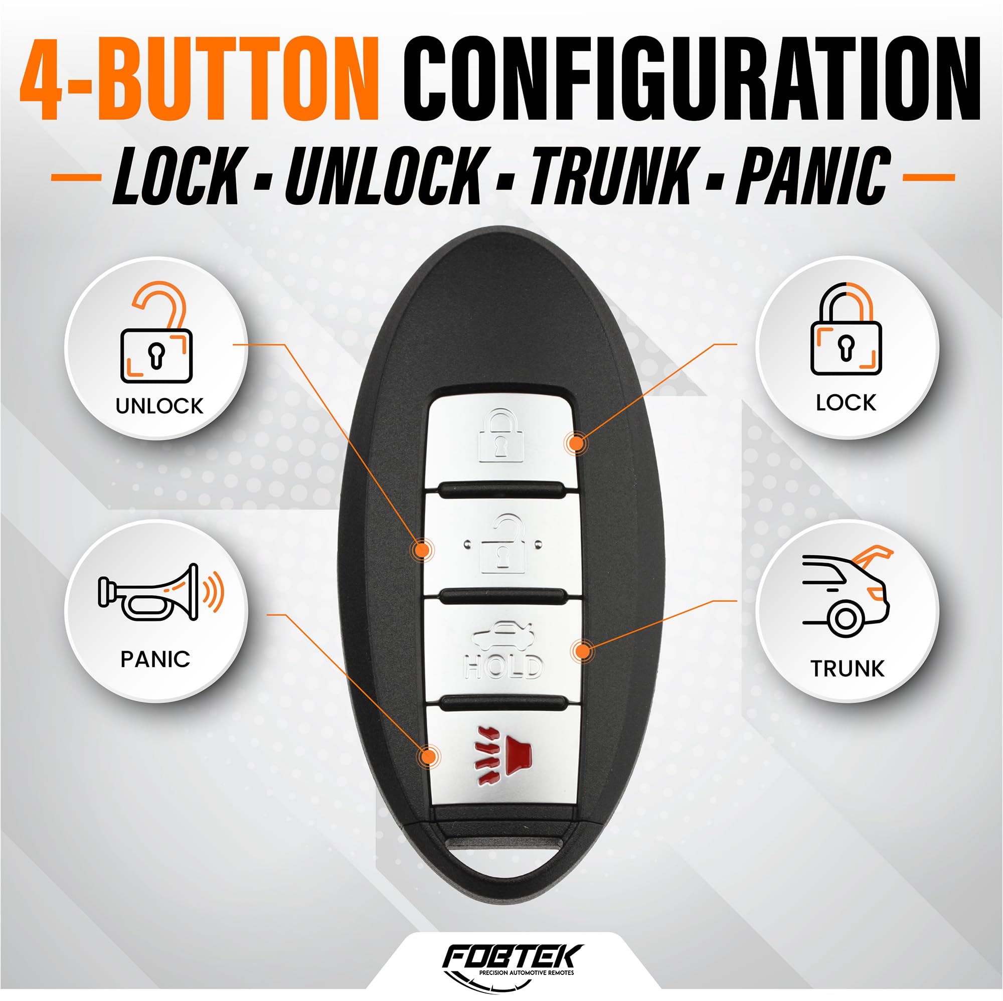 FOBTEK Smart Key Fob Shell Case for Infiniti FX35 FX37 G35 G37, 4-Button