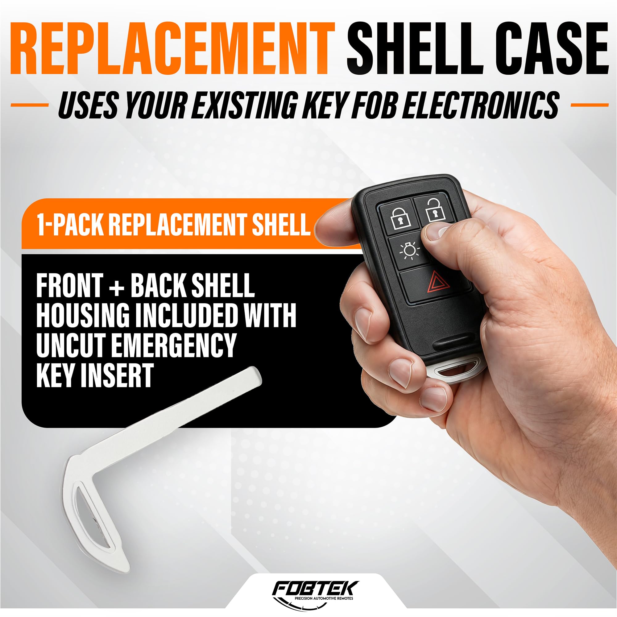 FOBTEK Smart Key Fob Shell Case for Volvo KR55WK49264, 5-Button