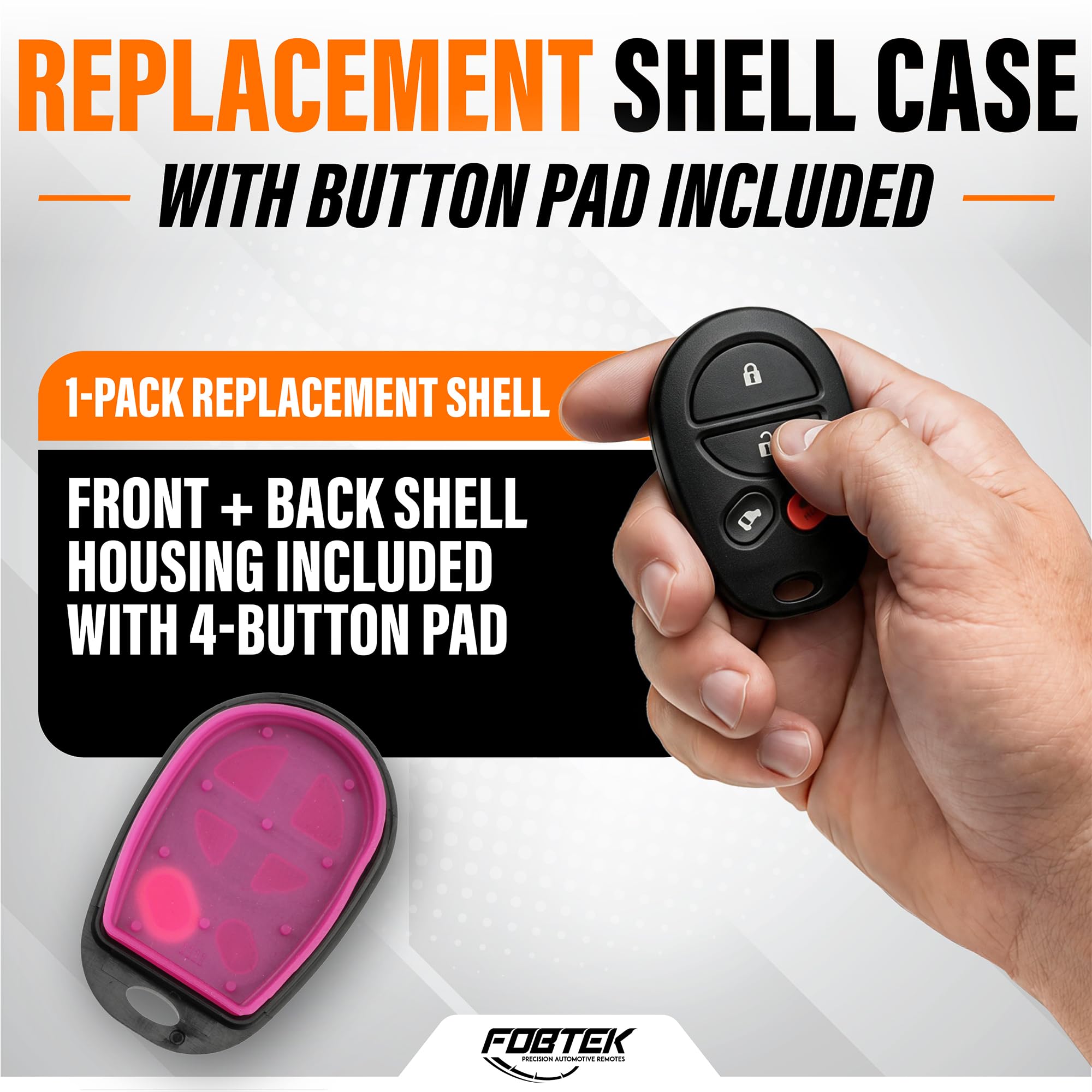 FOBTEK Key Fob Shell Case & Button Pad for Toyota Sienna, GQ43VT20T