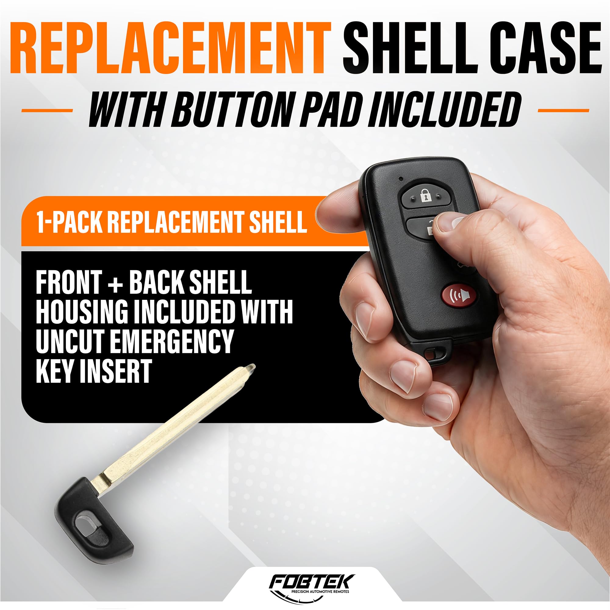 FOBTEK Smart Key Fob Shell Case for 2008-2013 Toyota Highlander, HYQ14AAB