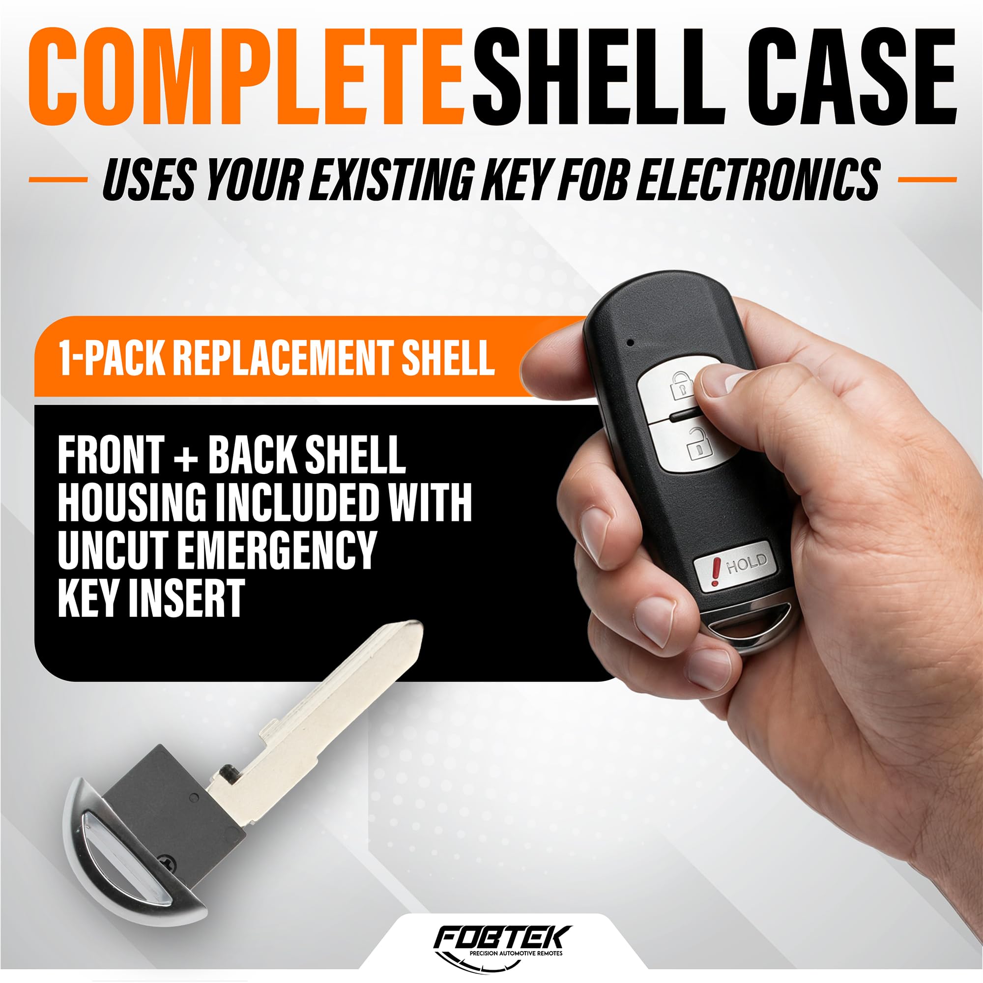 FOBTEK Smart Key Fob Shell Case for Mazda WAZSKE13D01, 3-Button
