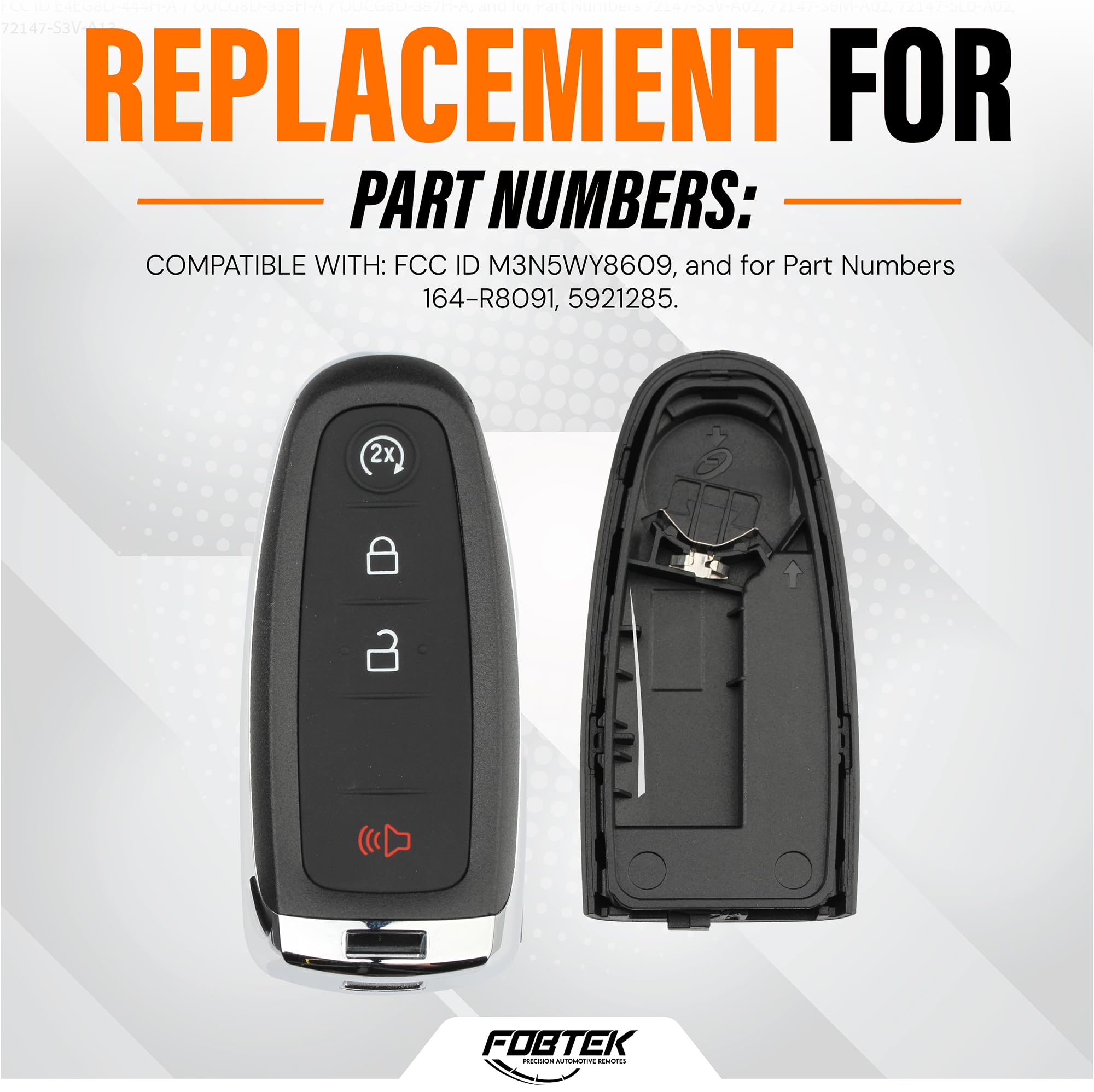 FOBTEK Smart Key Fob Shell Case for Ford M3N5WY8609, 4-Button