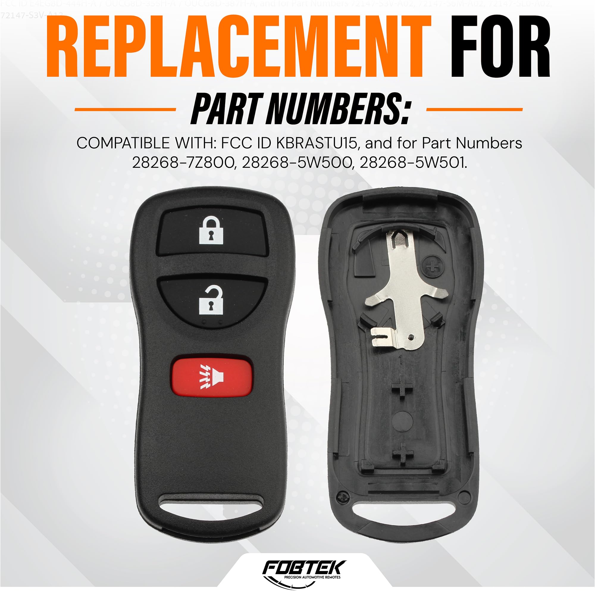 FOBTEK Key Fob Shell Case & Button Pad for Nissan Infiniti KBRASTU15
