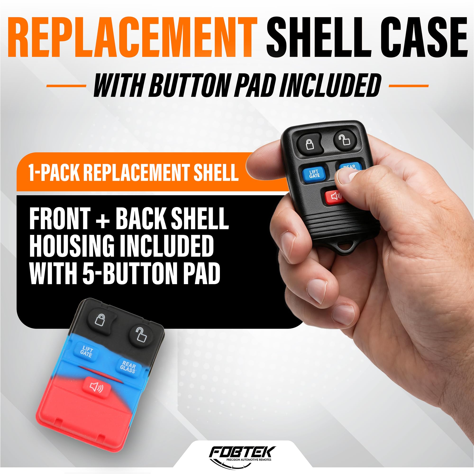FOBTEK Key Fob Shell Case & Button Pad for Ford Lincoln CWTWB1U551