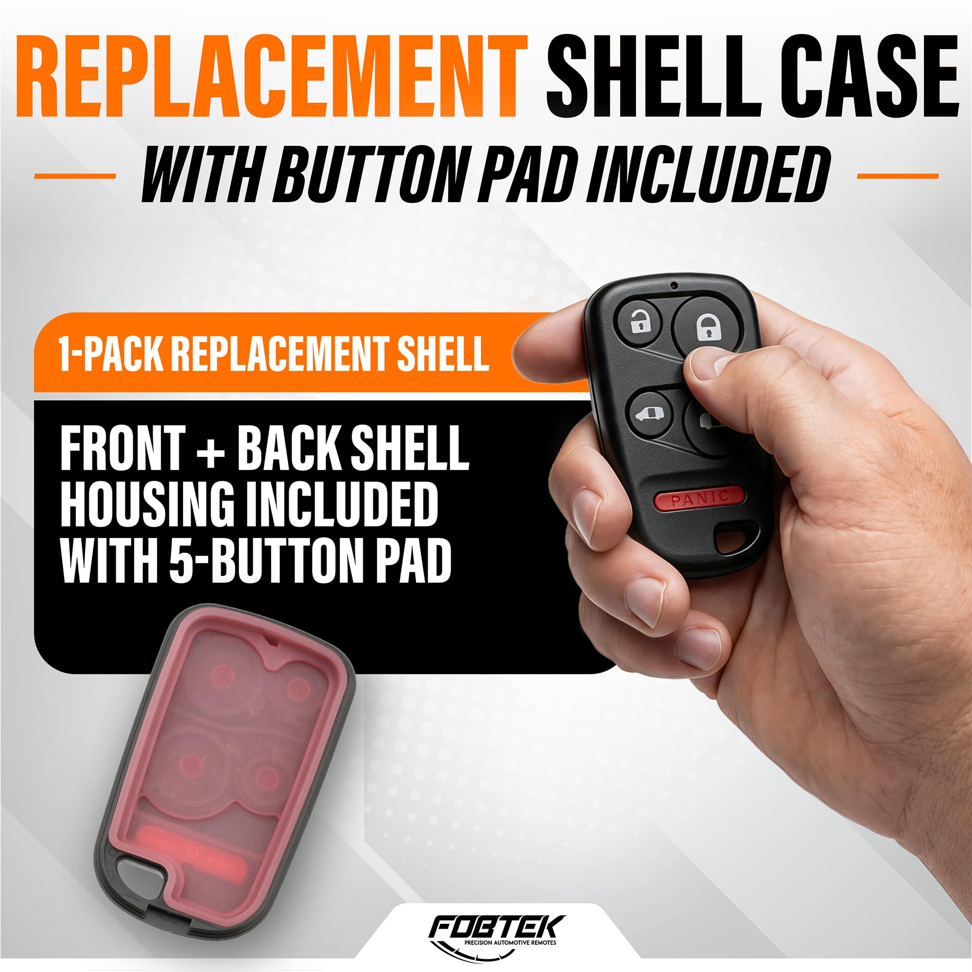 FOBTEK Key Fob Shell Case for 1999-2004 Honda Odyssey, E4EG8DN, 5-Button