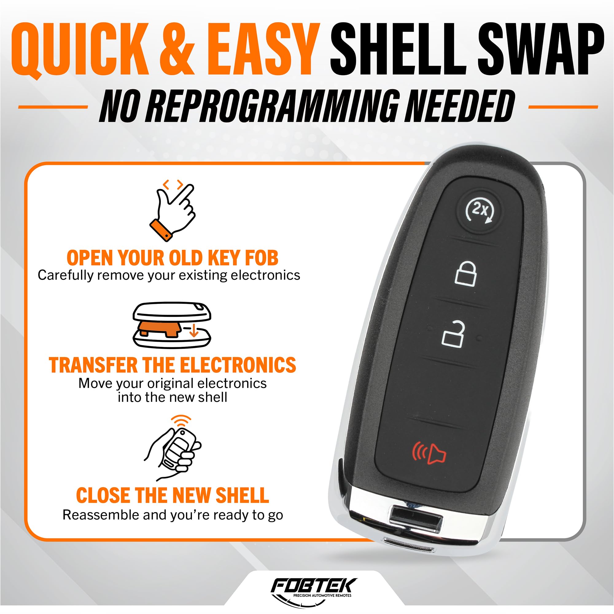 FOBTEK Smart Key Fob Shell Case for Ford M3N5WY8609, 4-Button