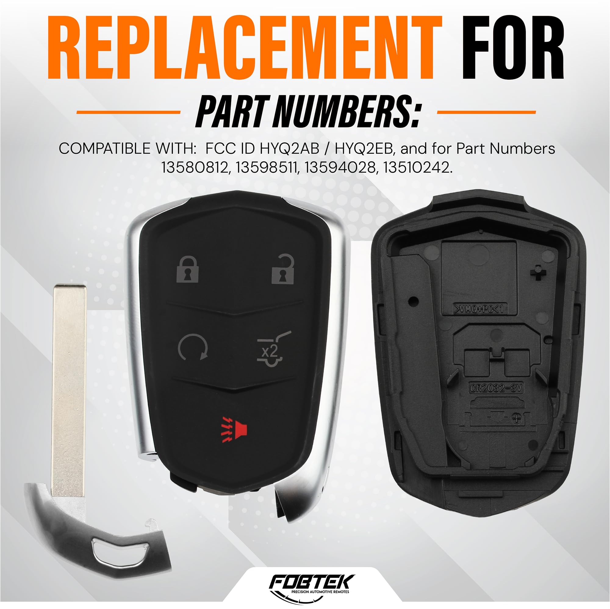 FOBTEK Smart Key Fob Shell Case for Cadillac HYQ2AB