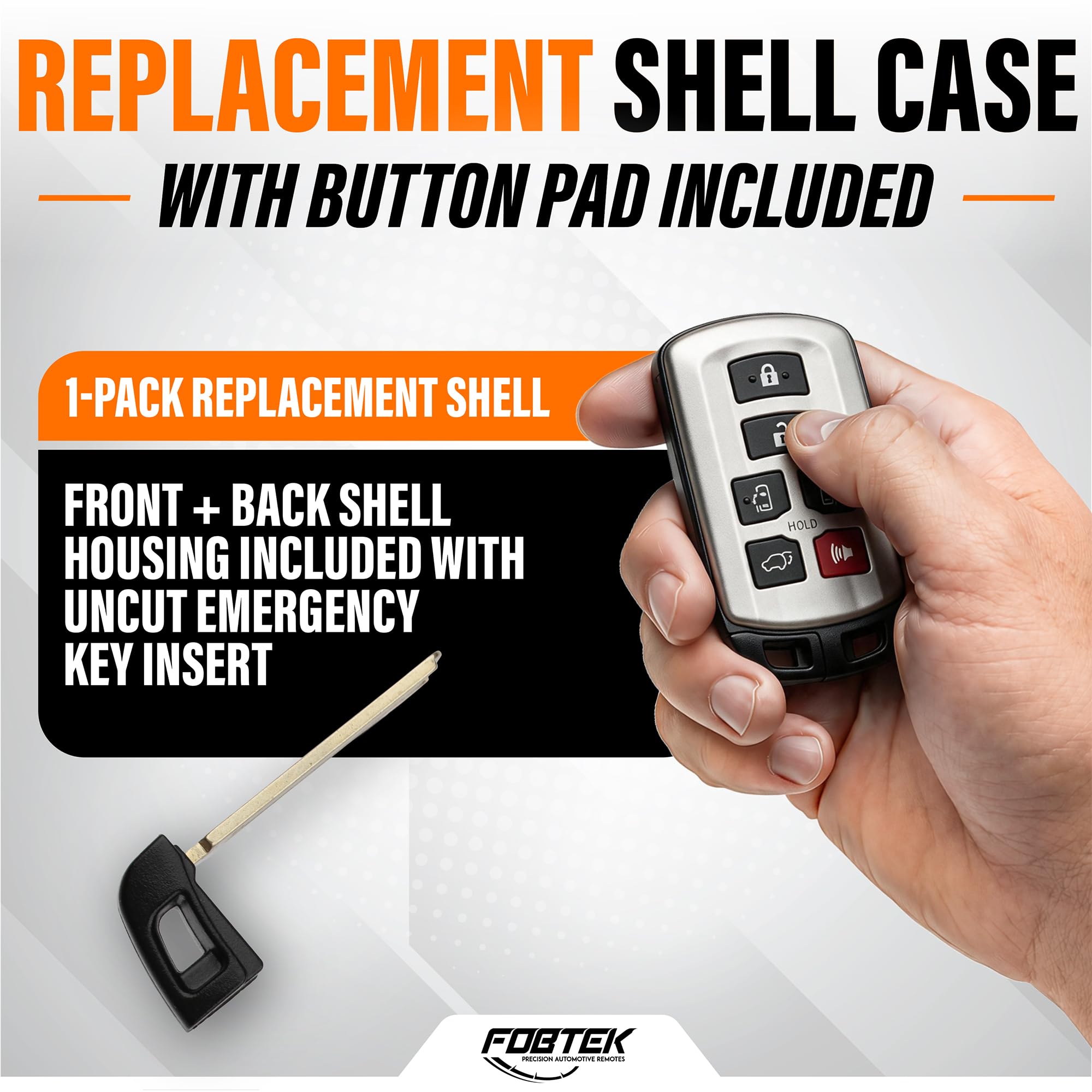 FOBTEK Smart Key Fob Shell Case & Button Pad for Toyota HYQ14ADR, 6-Button