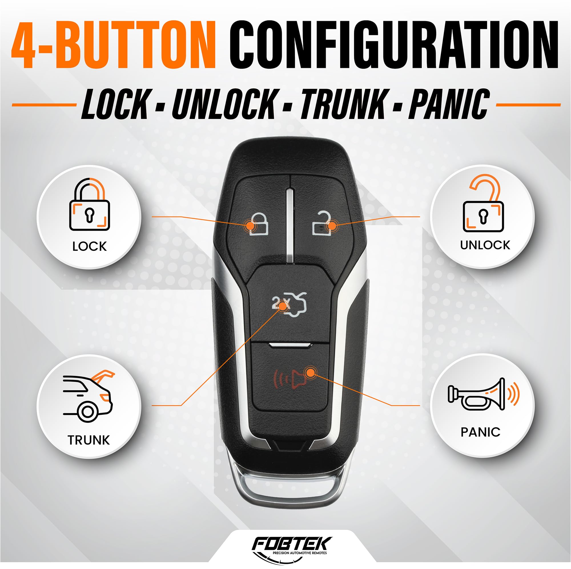 FOBTEK Smart Key Fob Shell Case for Ford Lincoln M3N-A2C31243800, 4-Button