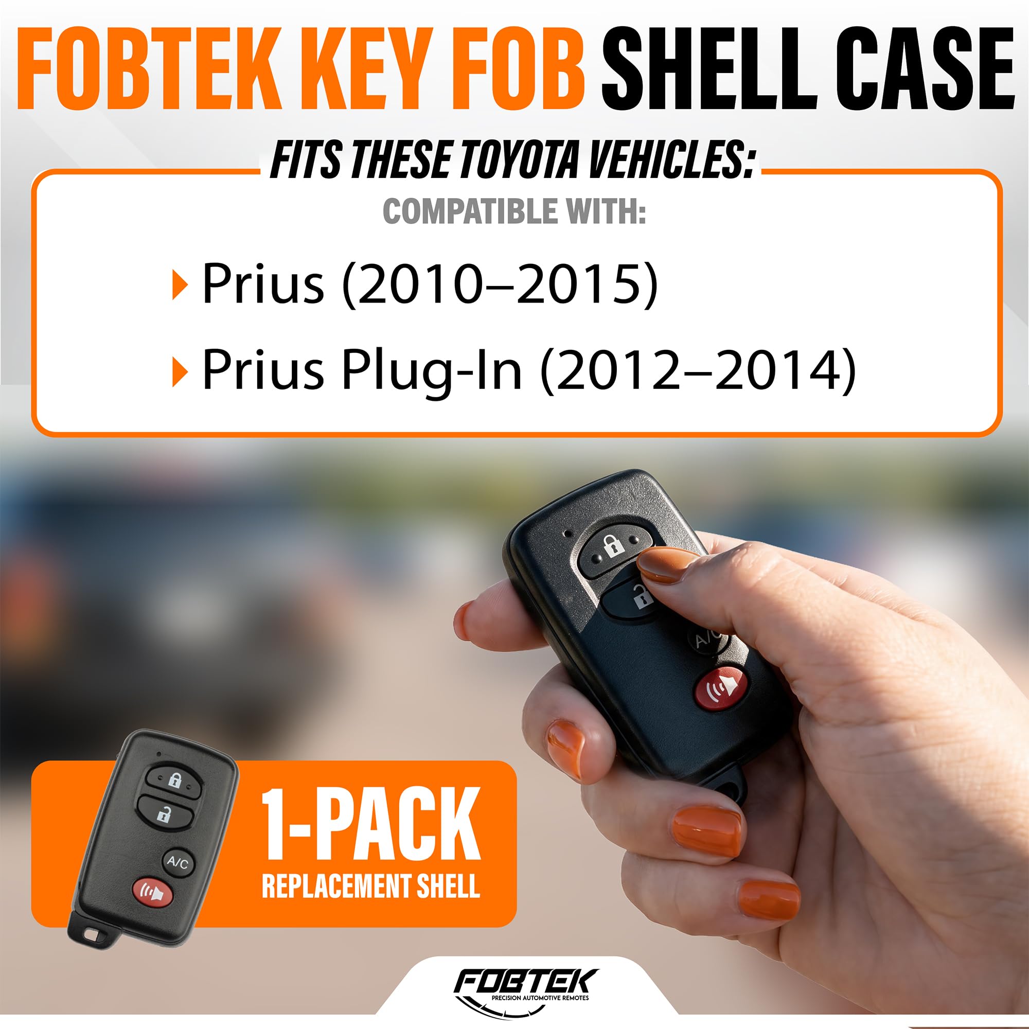FOBTEK Smart Key Fob Shell Case & Button Pad for Toyota HYQ14AAB, 4-Button