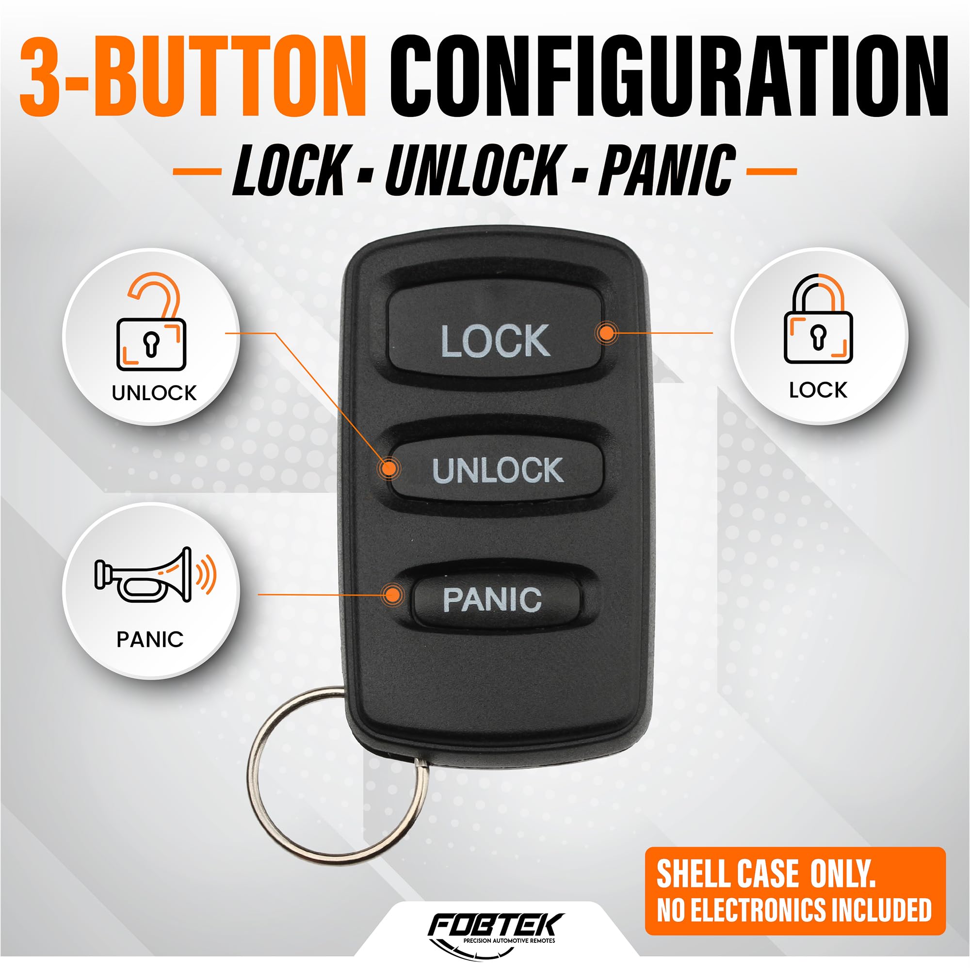 FOBTEK Key Fob Shell Case & Button Pad for Mitsubishi Chrysler G8D-525M-A