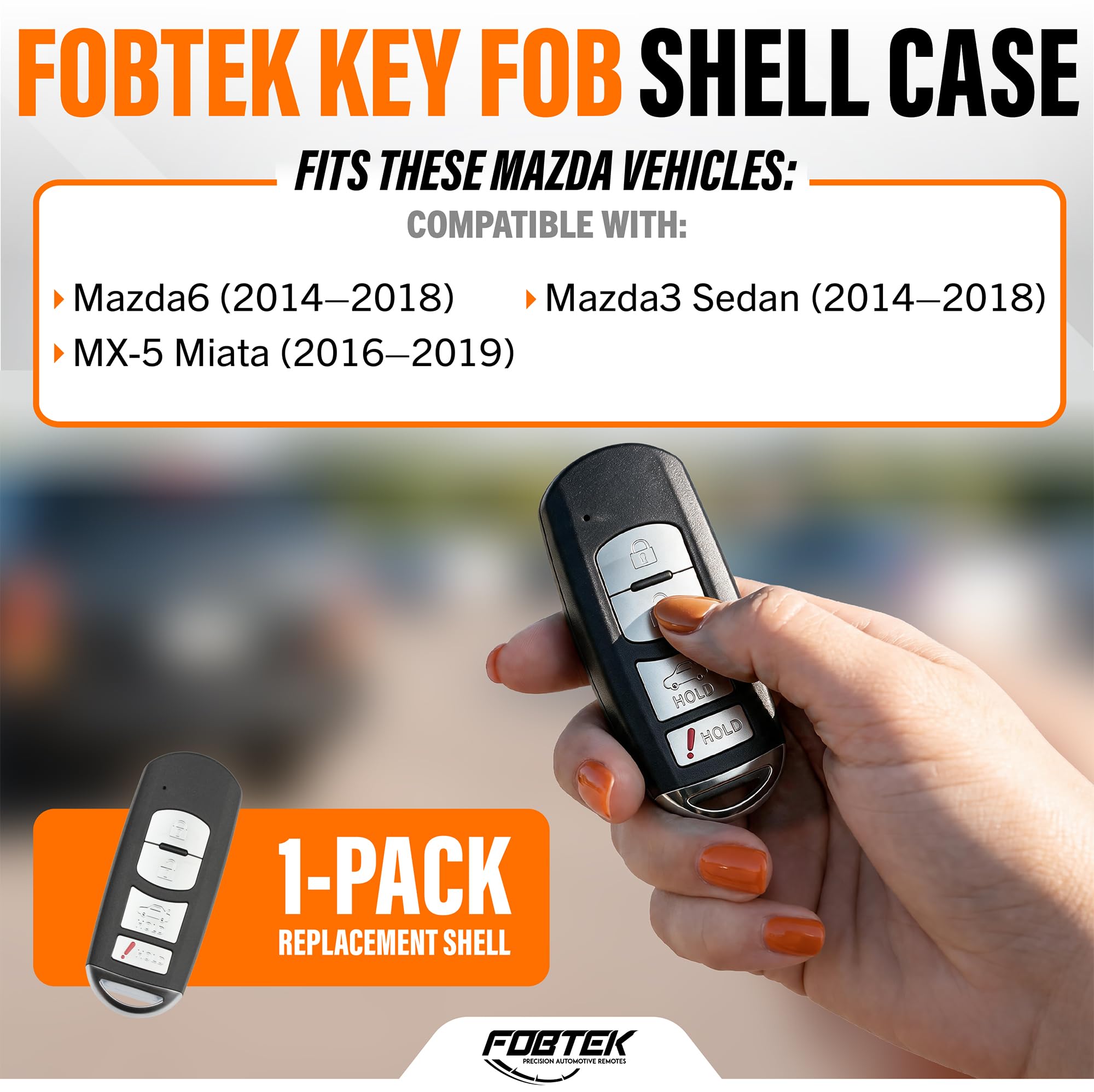 FOBTEK Smart Key Fob Shell Case & Button Pad for Mazda WAZSKE13D01