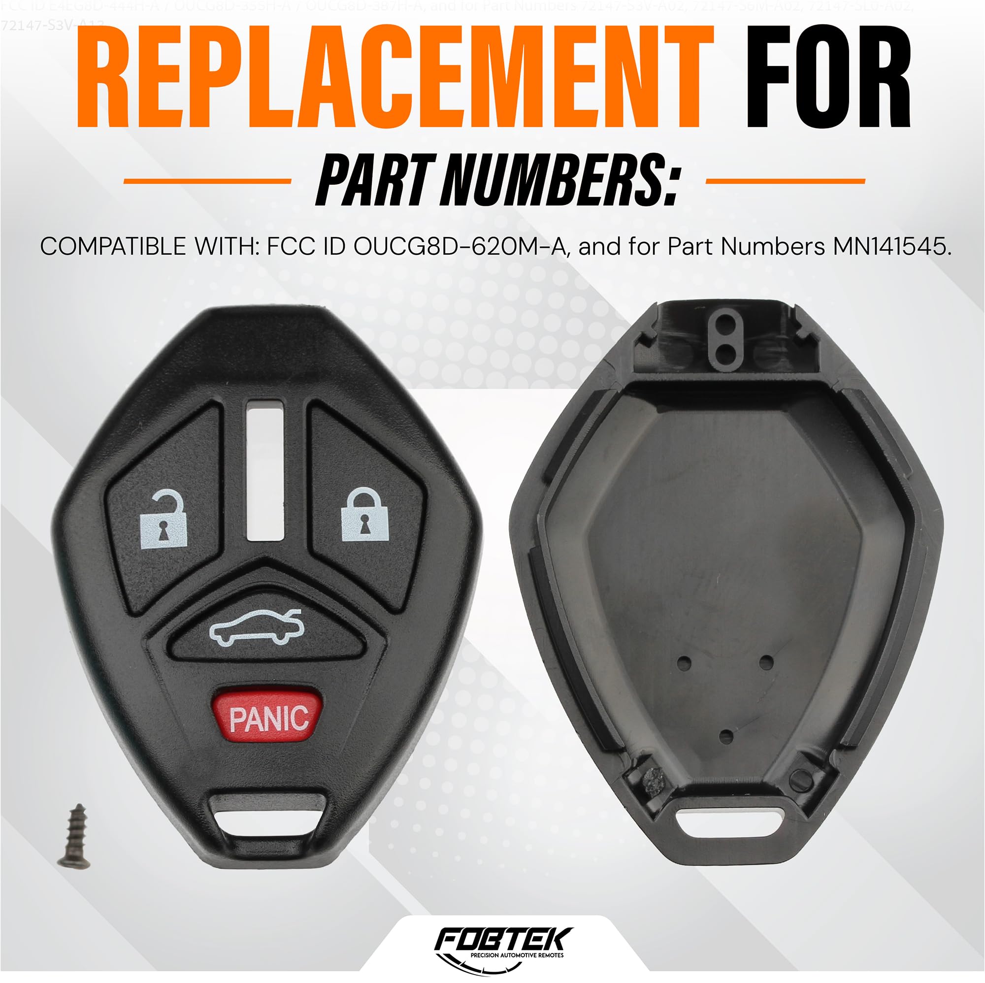 FOBTEK Key Fob Shell Case for Mitsubishi OUCG8D-620M-A, 4-Button