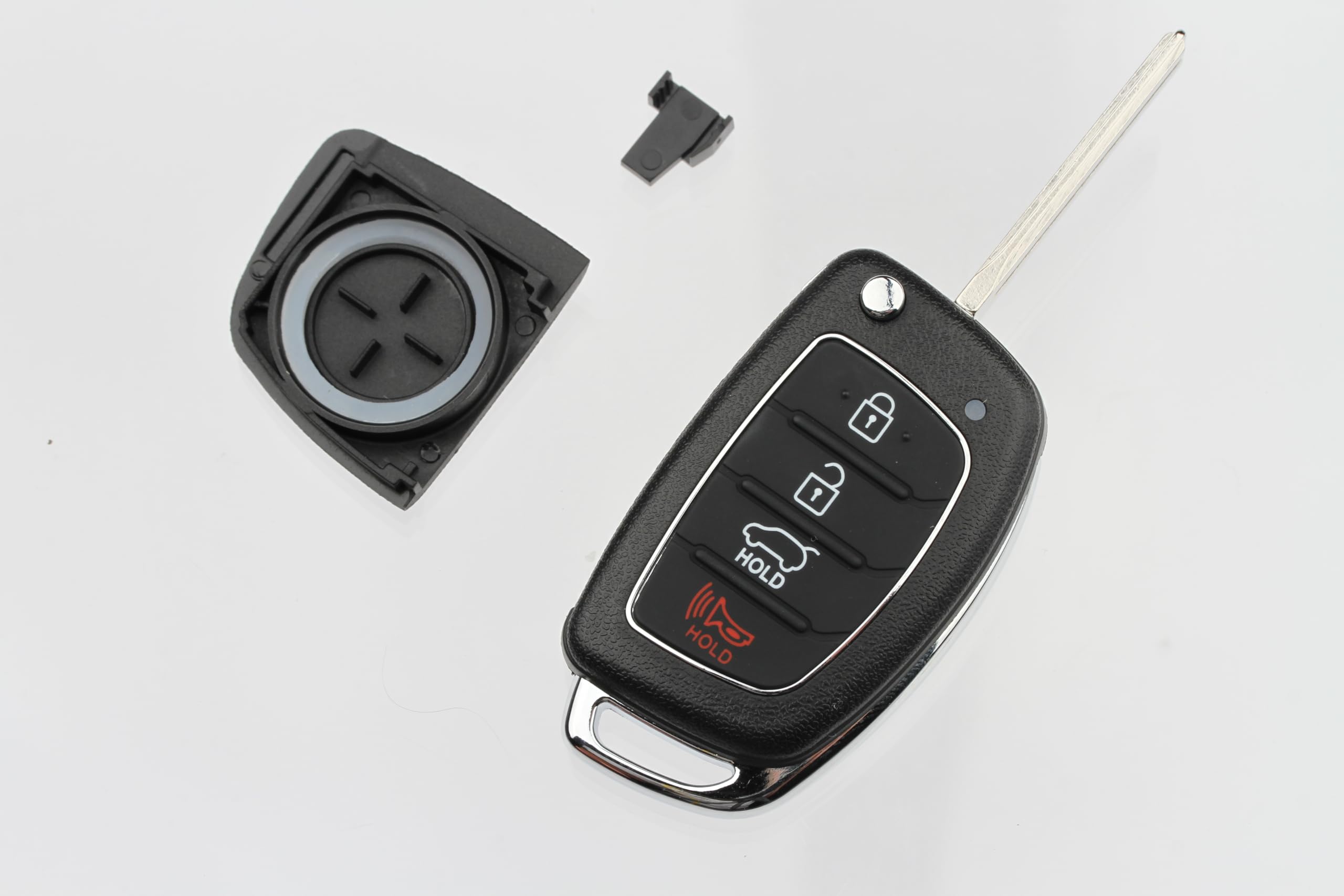 FOBTEK Flip Key Fob Shell Case & Button Pad for Hyundai TQ8-RKE-3F04
