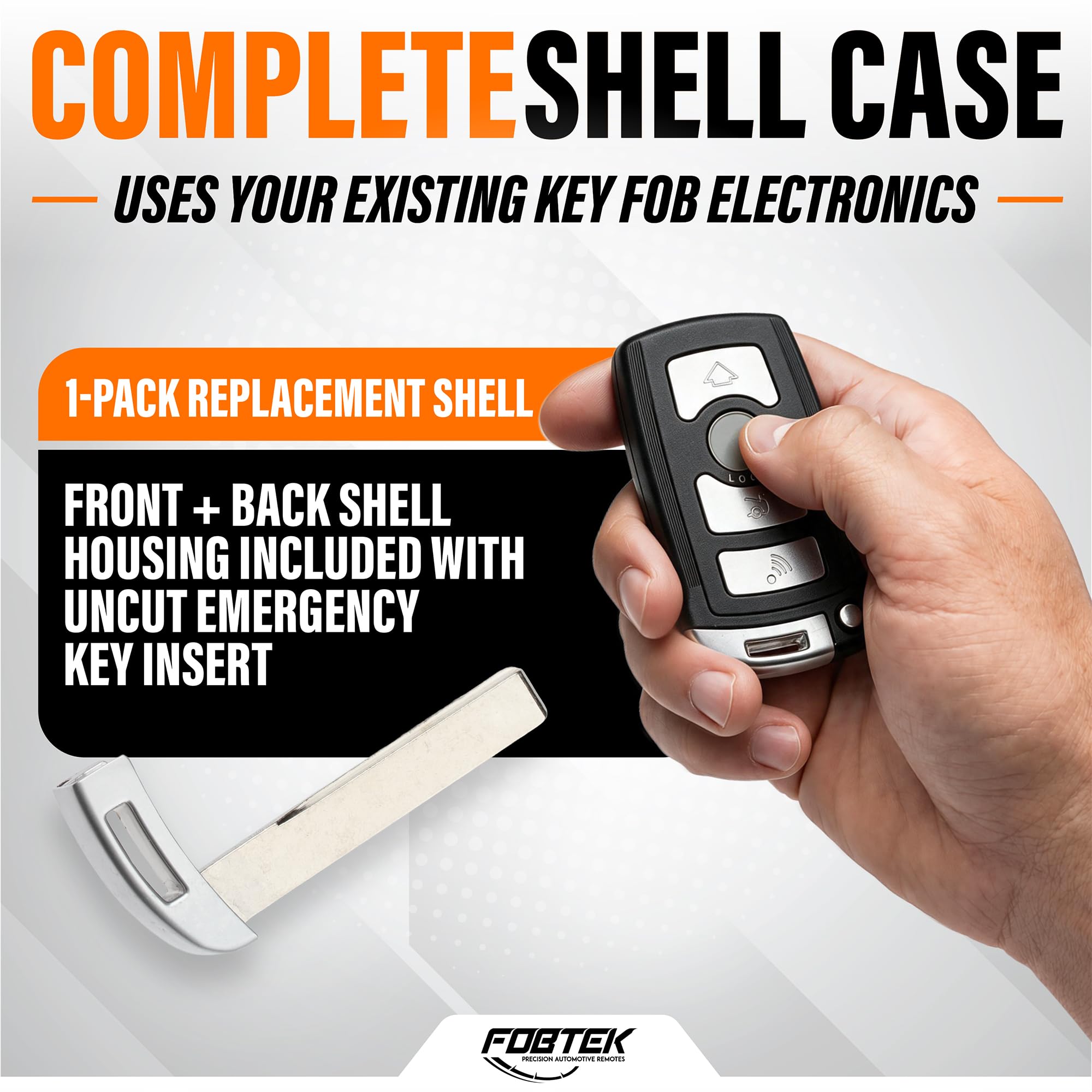FOBTEK Smart Key Fob Shell Case for BMW LX8766S, 4-Button