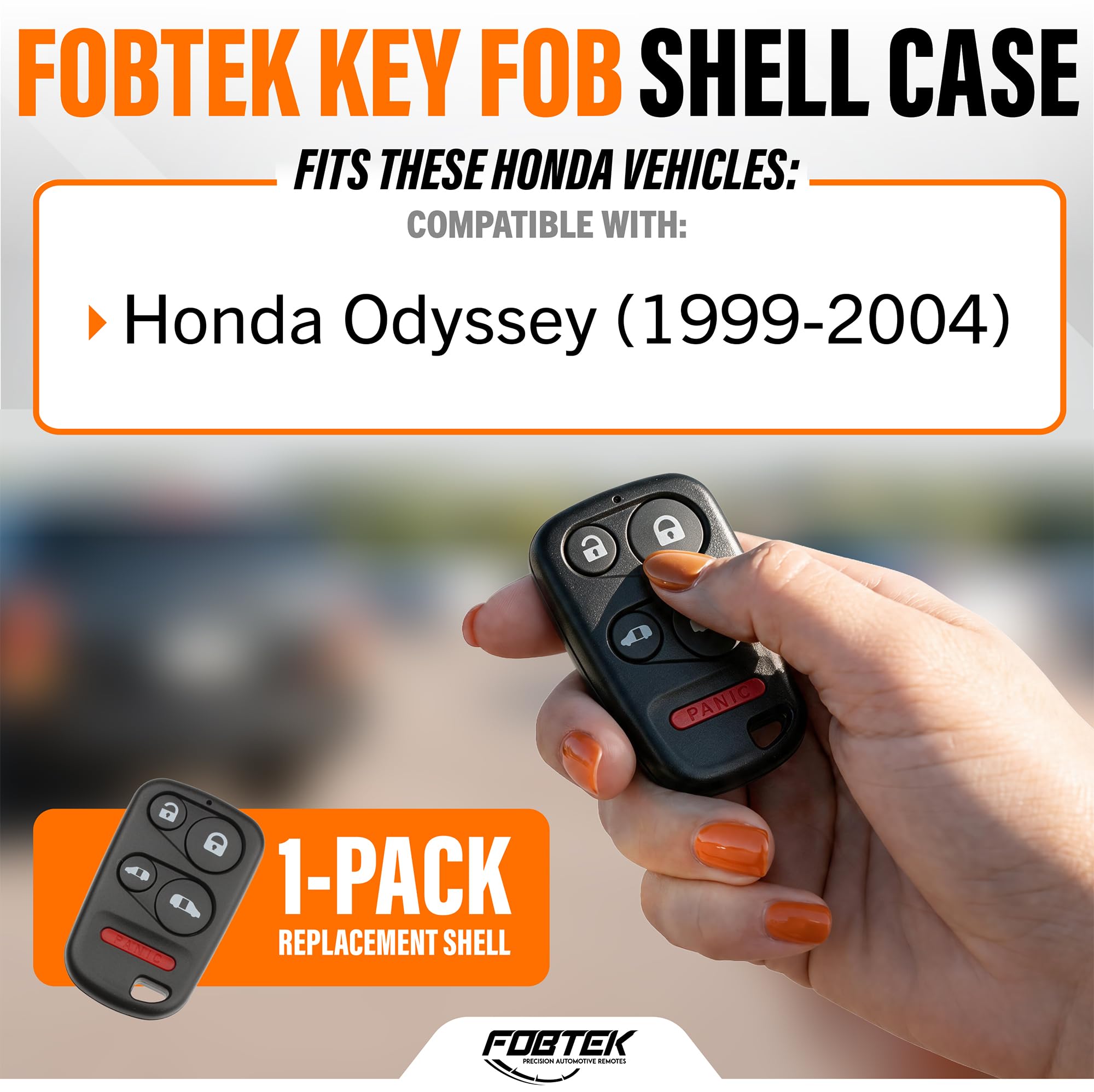 FOBTEK Key Fob Shell Case for 1999-2004 Honda Odyssey, E4EG8DN, 5-Button