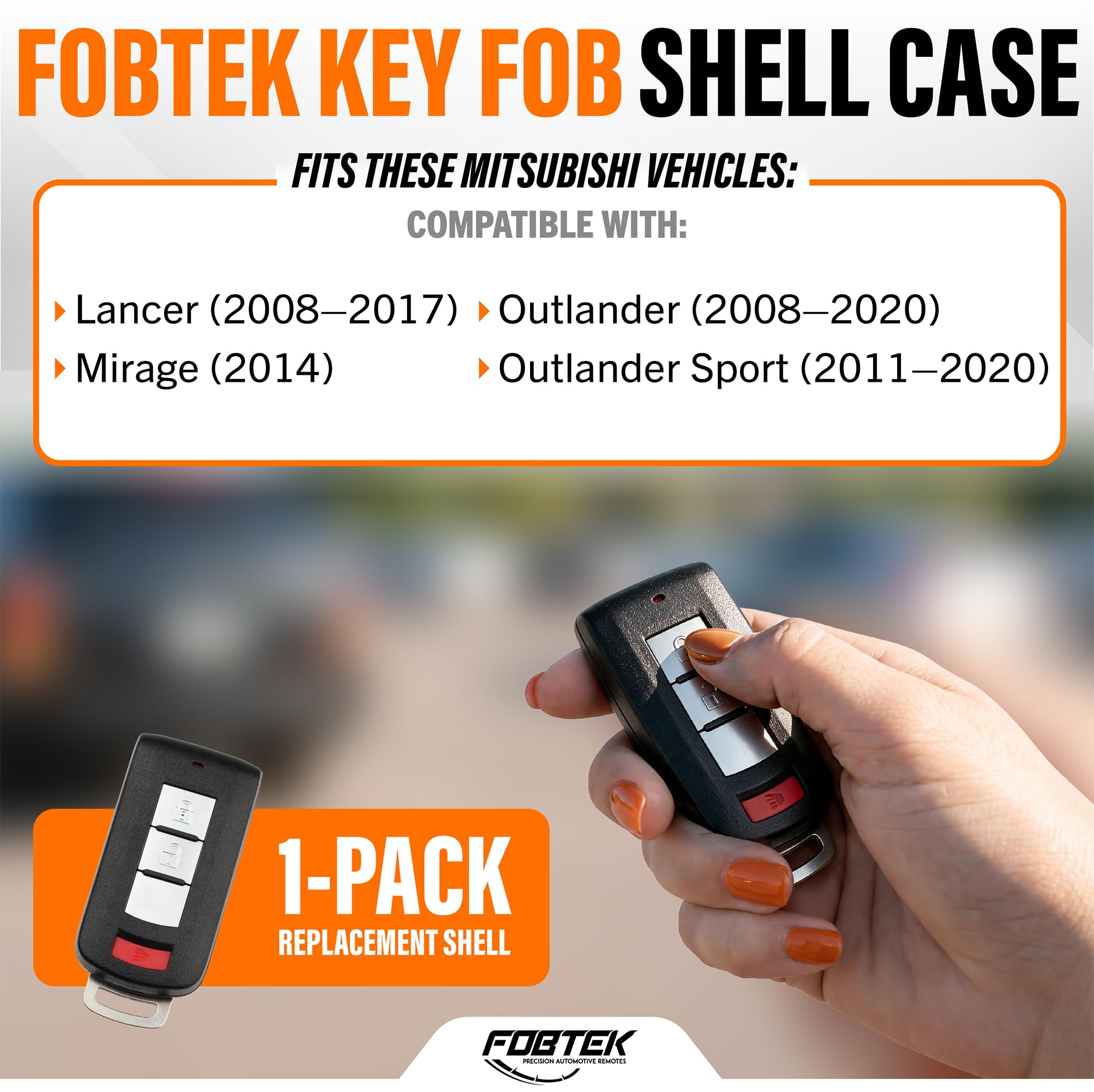 FOBTEK Smart Key Fob Shell Case for Mitsubishi OUC644M, 3-Button