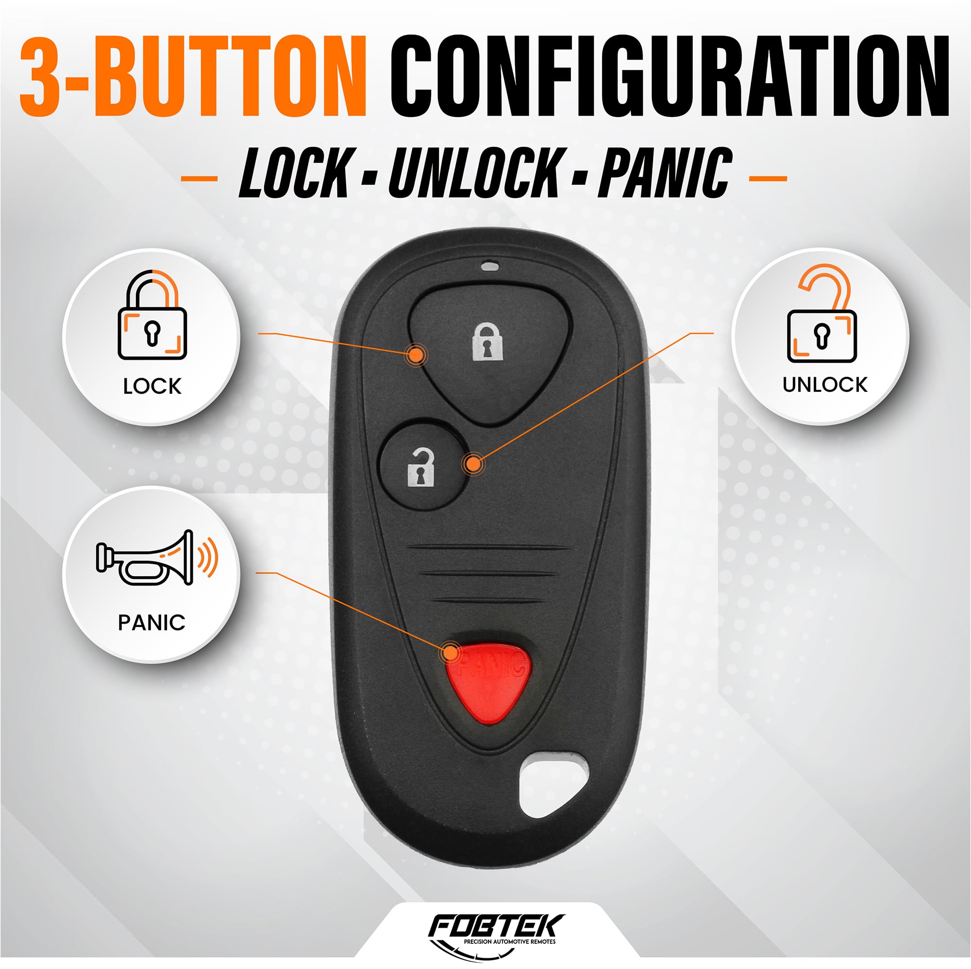 FOBTEK Key Fob Shell Case & Button Pad for Acura E4EG8D-444H-A, 3-Button